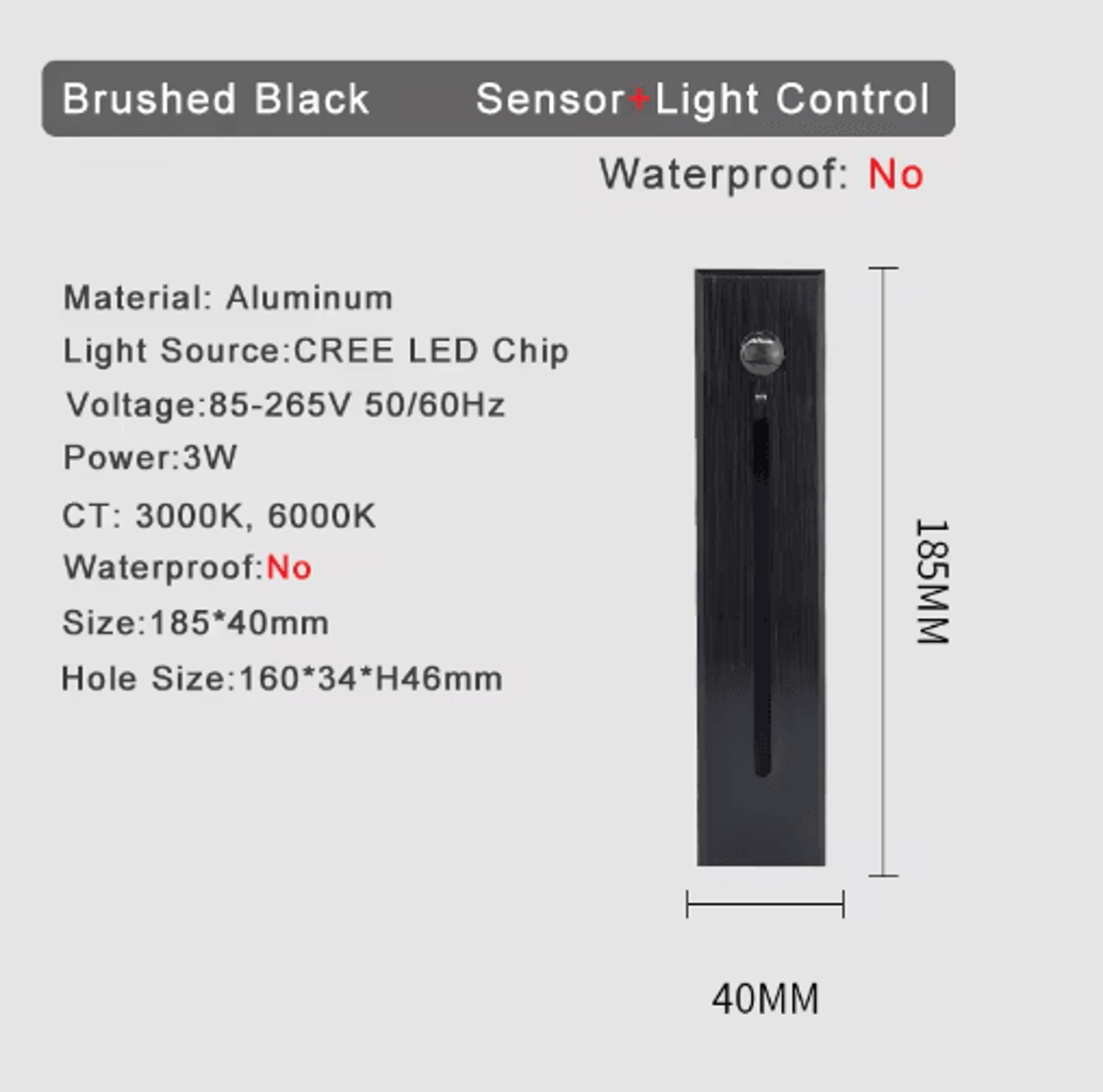 3W LED PIR Motion Sensor Stair Light  Recessed Wall Lamp With Mounting Box 5