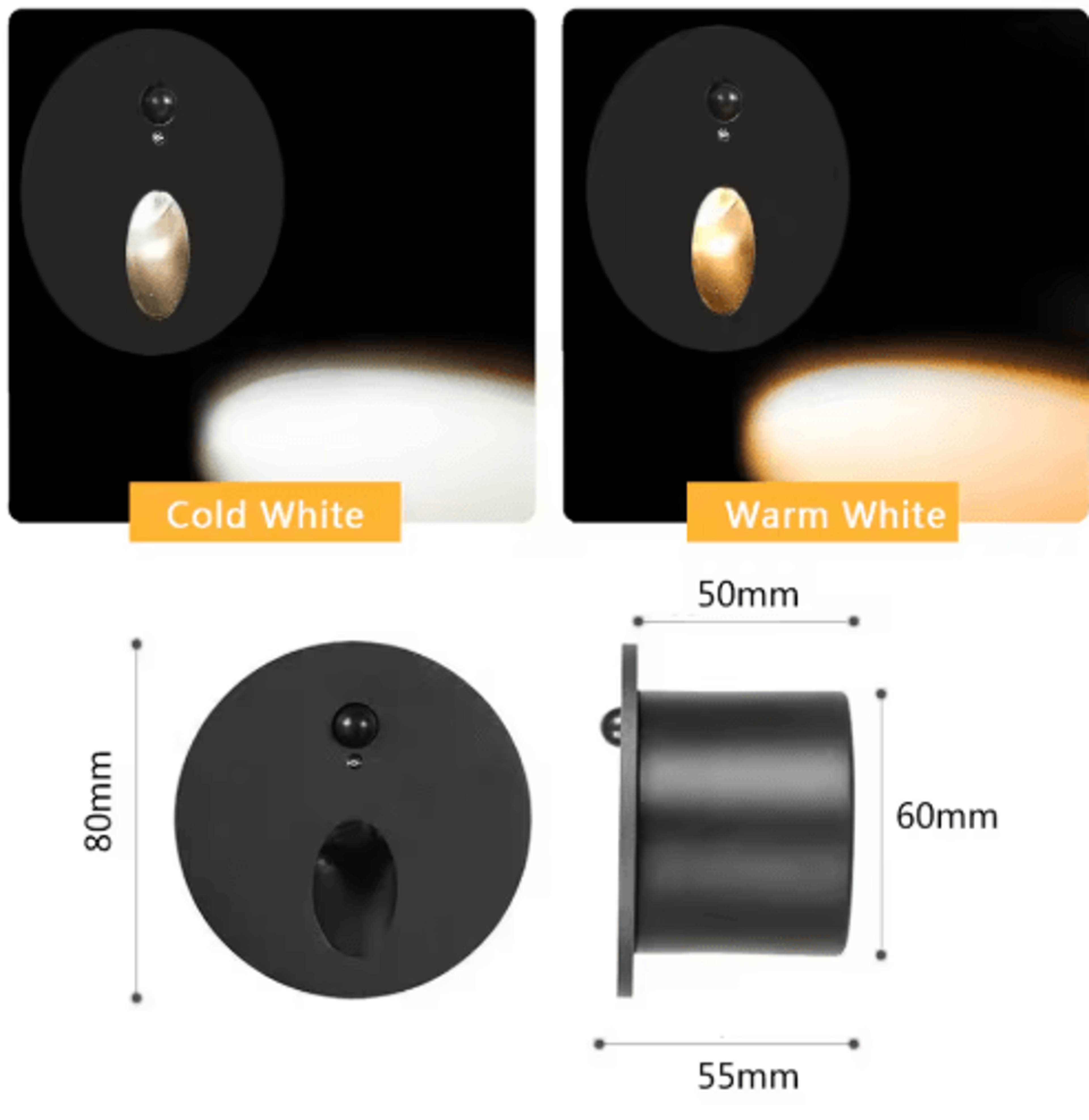 LED Motion Sensor Stair Light  Round Recessed Wall Lamp With 60mm Box 2