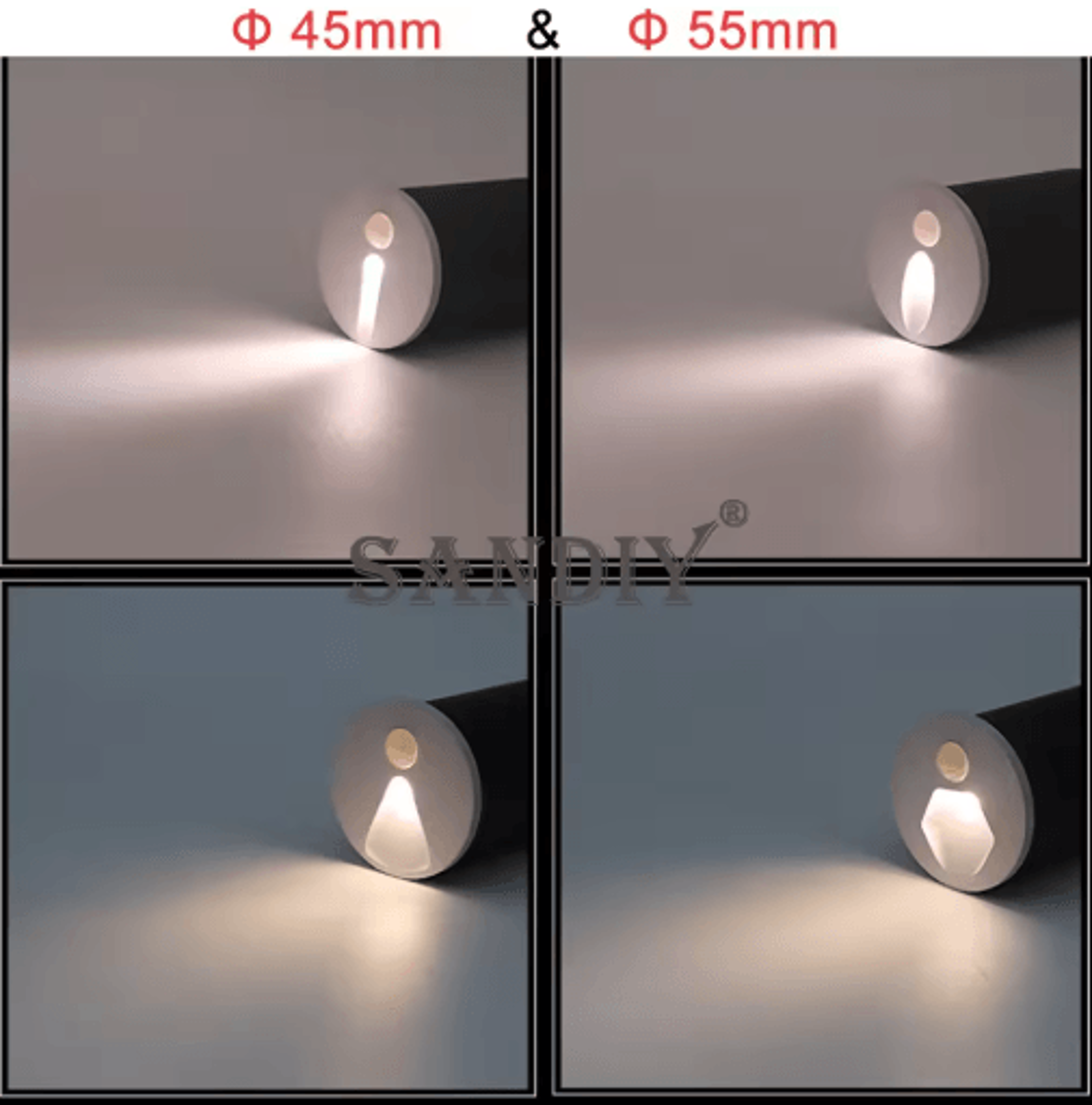 55mm LED Motion Sensor Step Light  Round Staircase Wall Lamp 15