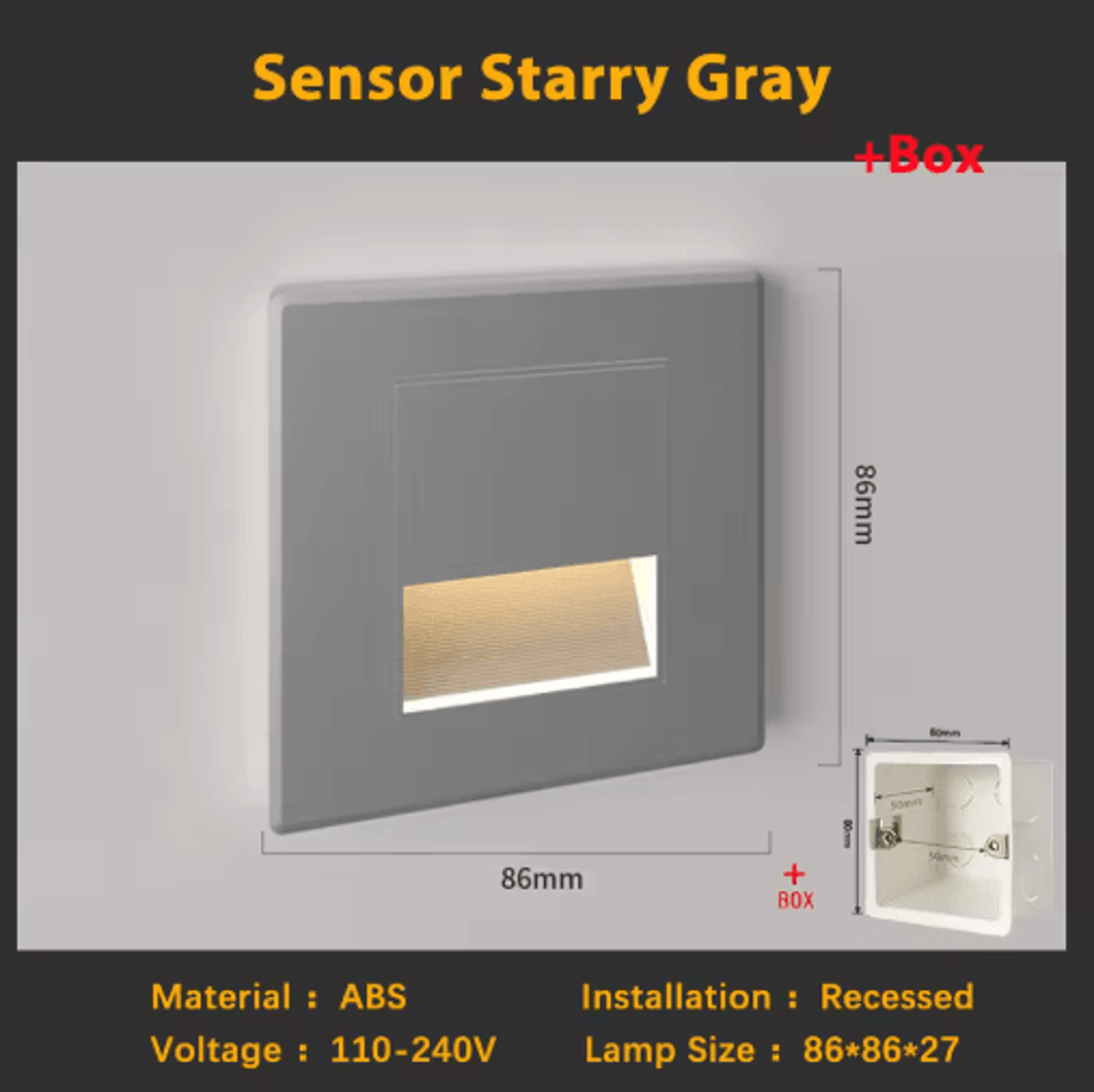 LED Radar Motion Sensor Stair Light  Recessed Indoor Wall Night Lamp 11