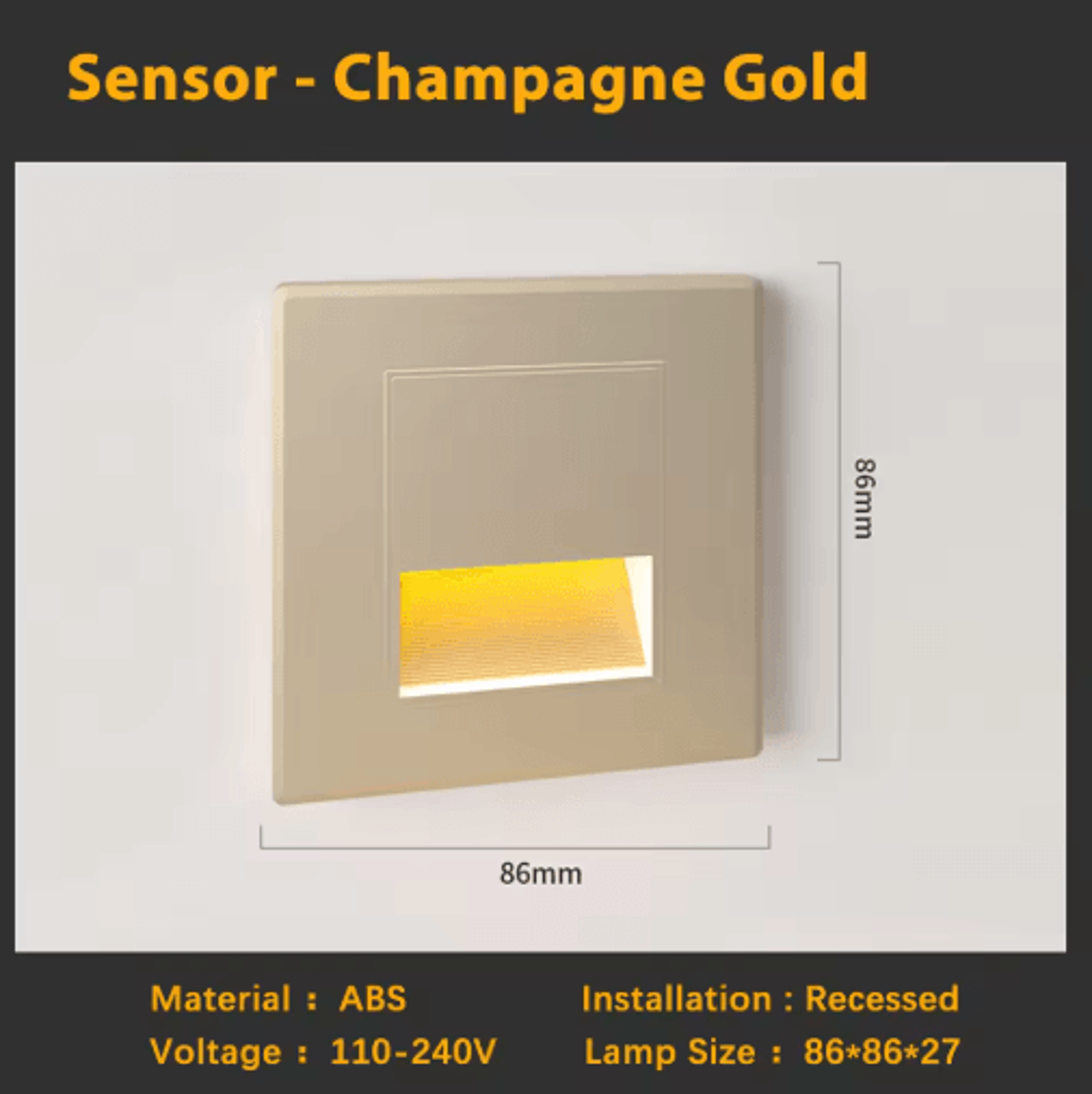 LED Radar Motion Sensor Stair Light  Recessed Indoor Wall Night Lamp 7