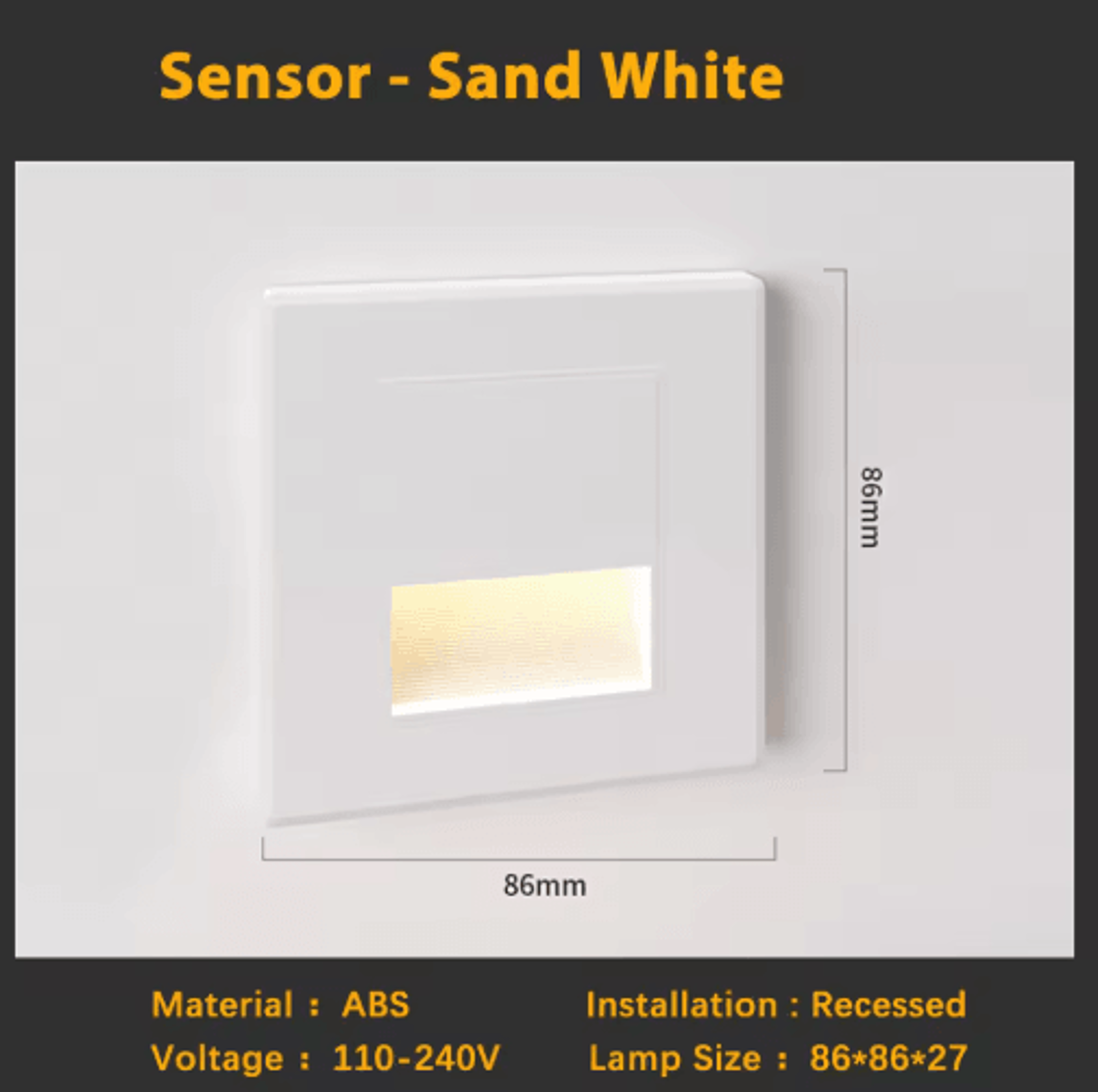 LED Radar Motion Sensor Stair Light  Recessed Indoor Wall Night Lamp 10