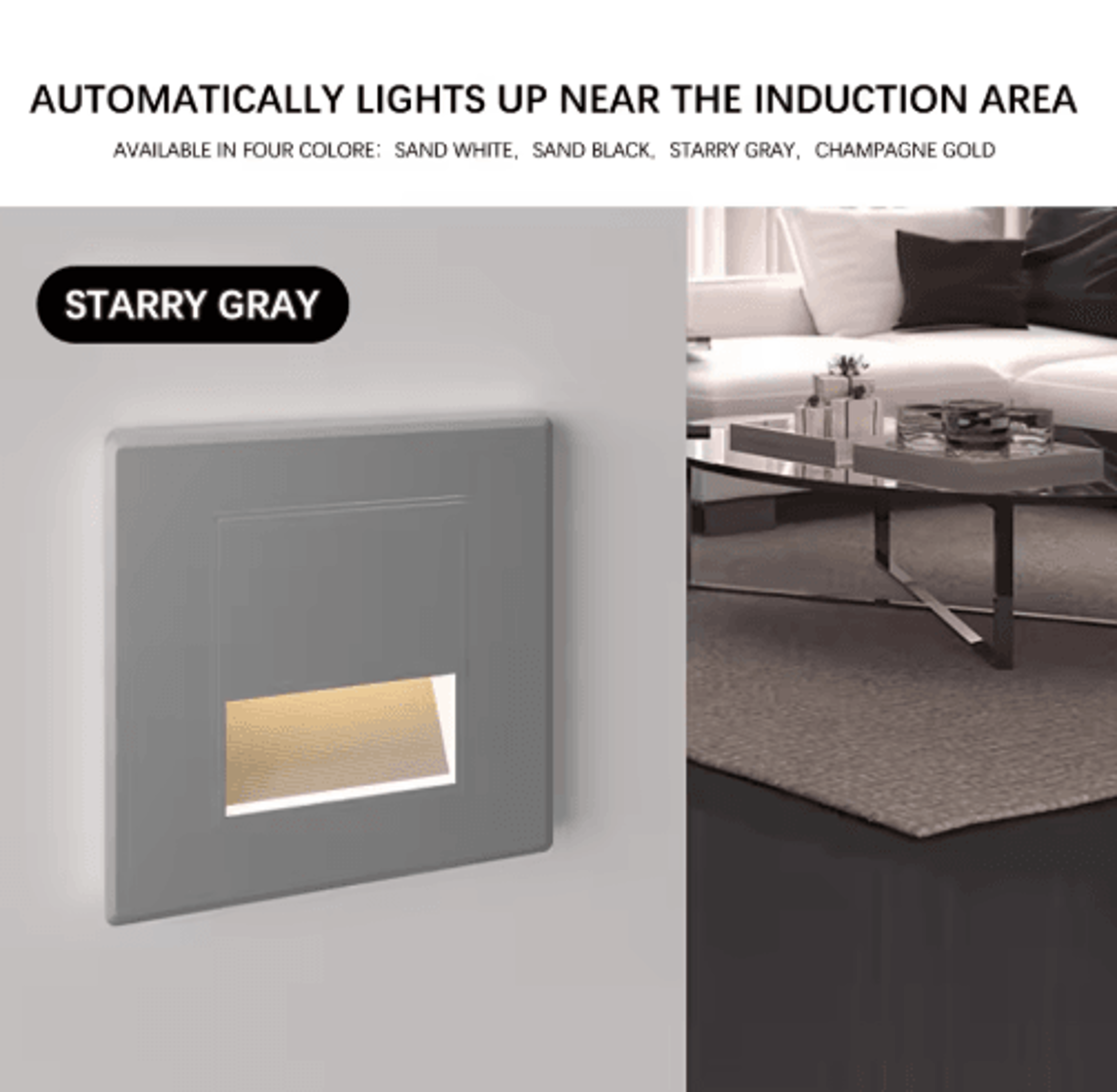 LED Radar Motion Sensor Stair Light  Recessed Indoor Wall Night Lamp 20
