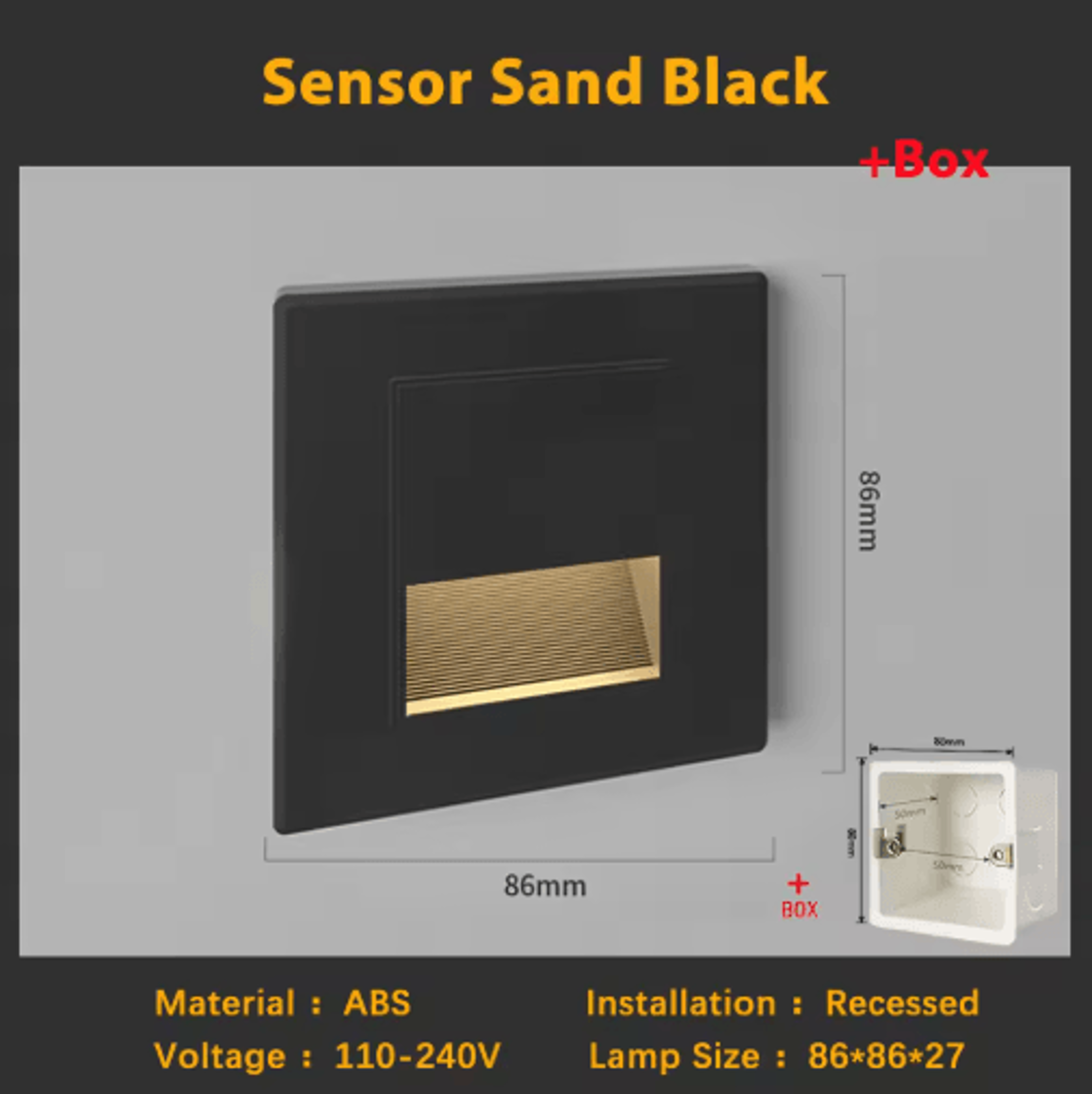 LED Radar Motion Sensor Stair Light  Recessed Indoor Wall Night Lamp 12