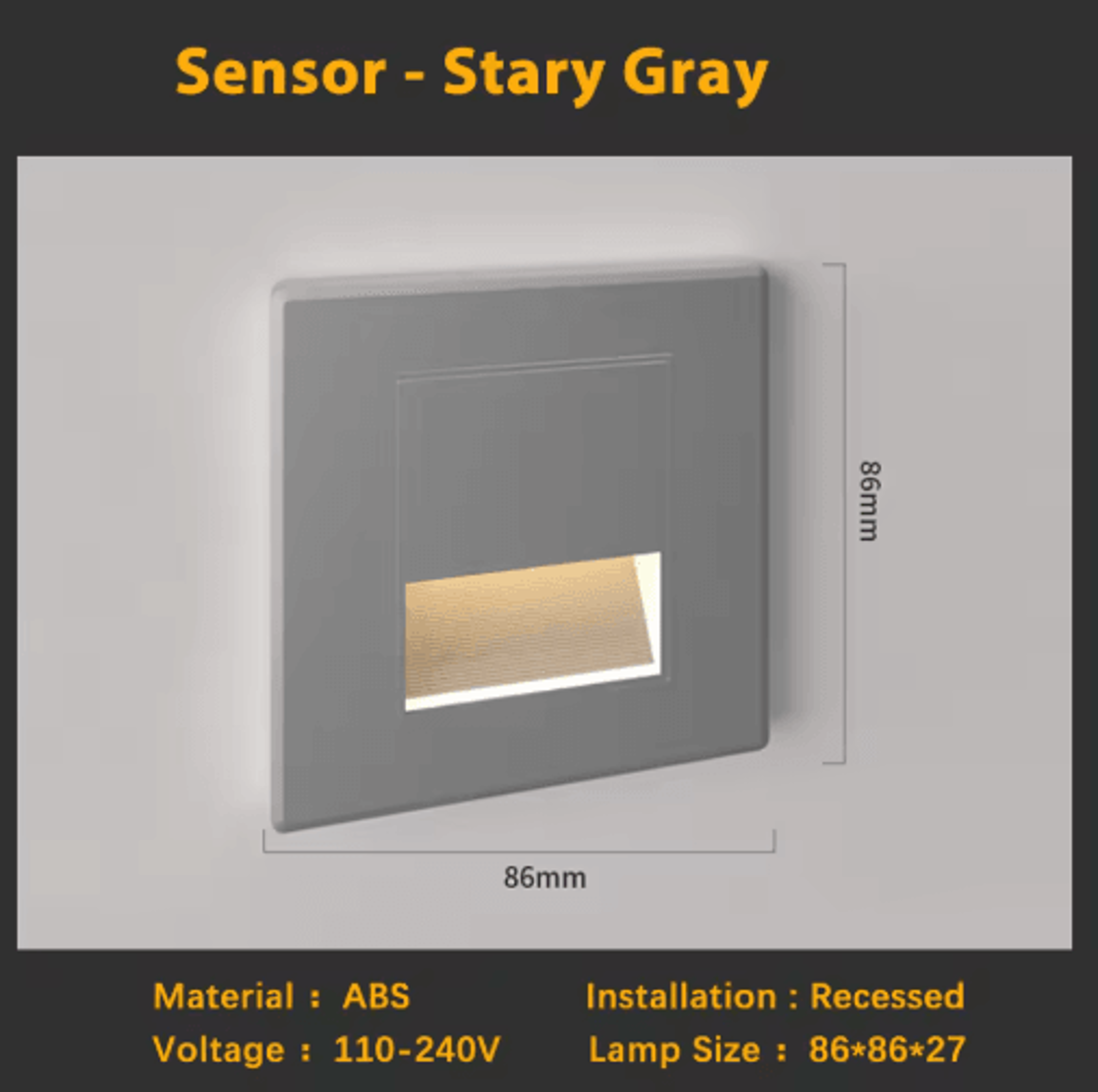 LED Radar Motion Sensor Stair Light  Recessed Indoor Wall Night Lamp 8
