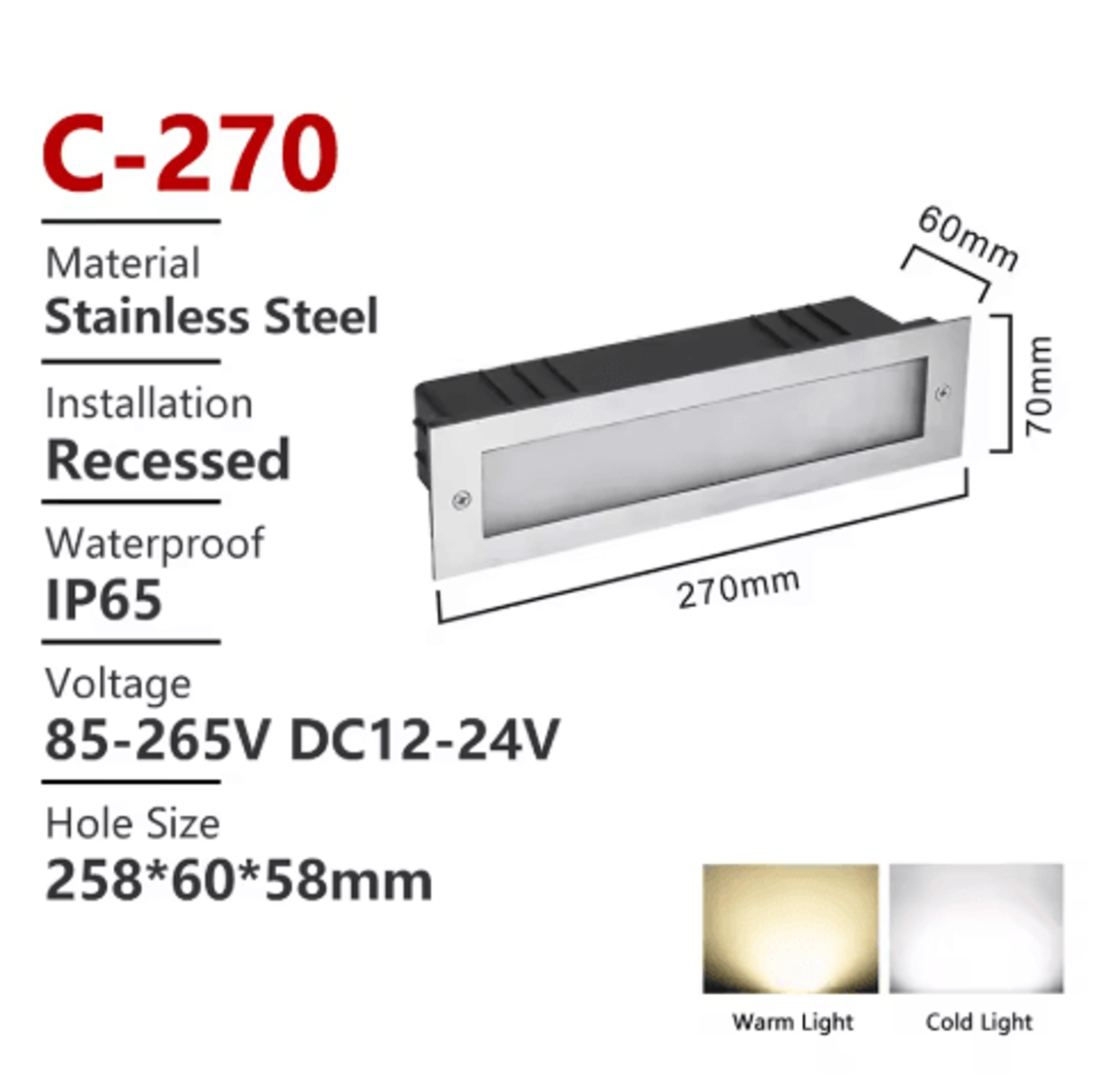 Waterproof Recessed LED Step Light  12V220V Outdoor Stair  Wall Lamp 6