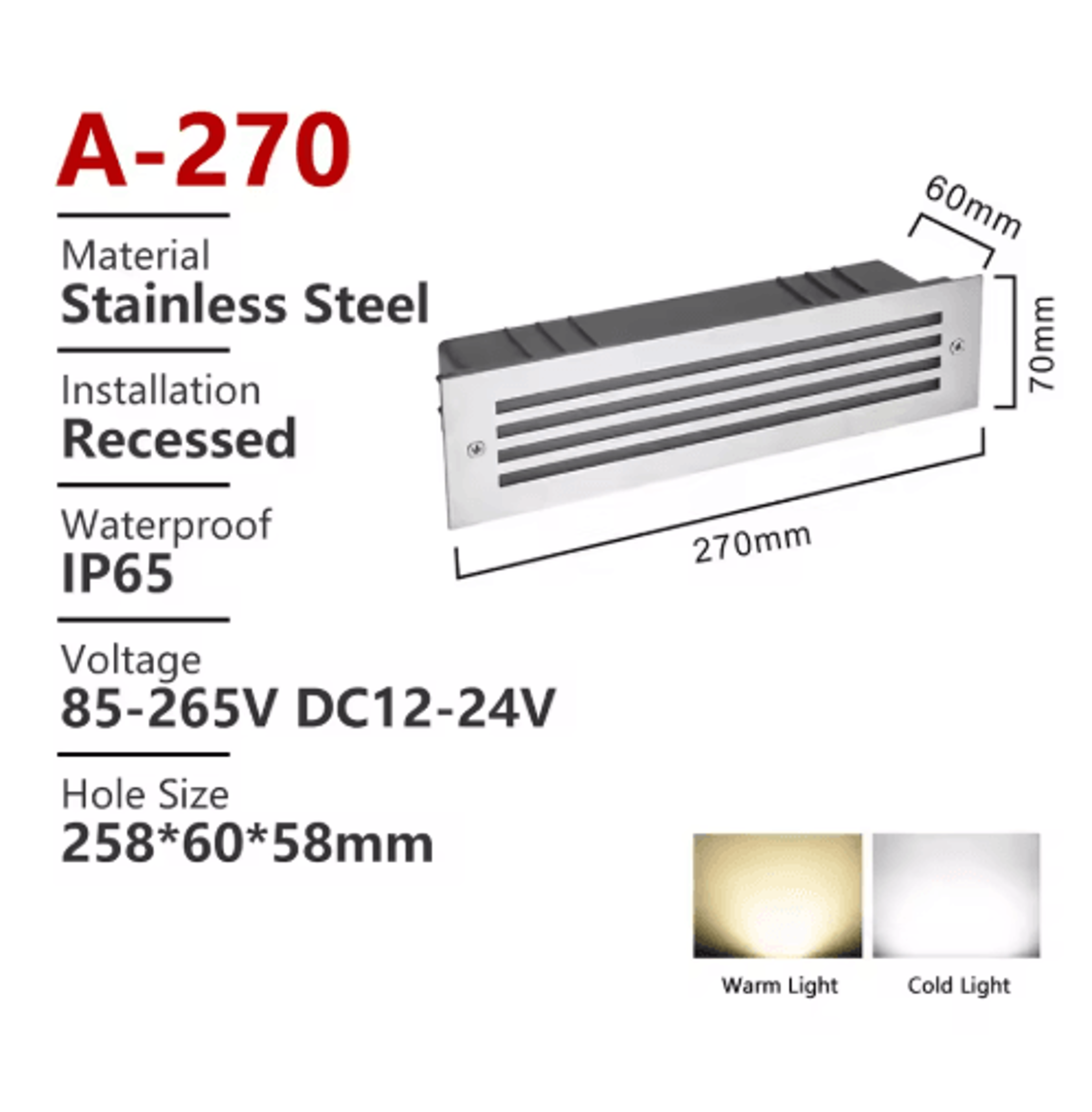Waterproof Recessed LED Step Light  12V220V Outdoor Stair  Wall Lamp 5