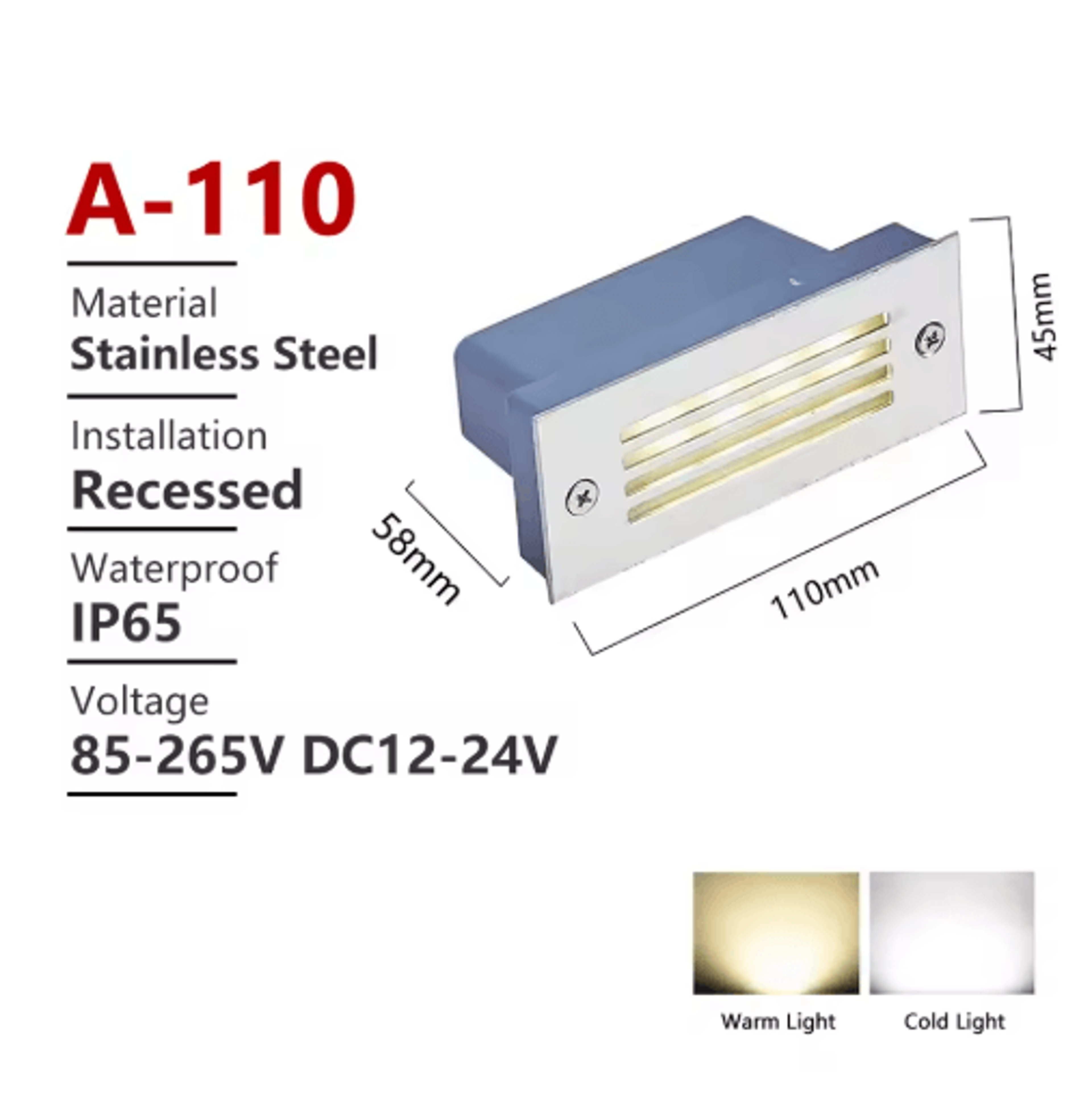 Waterproof Recessed LED Step Light  12V220V Outdoor Stair  Wall Lamp 8