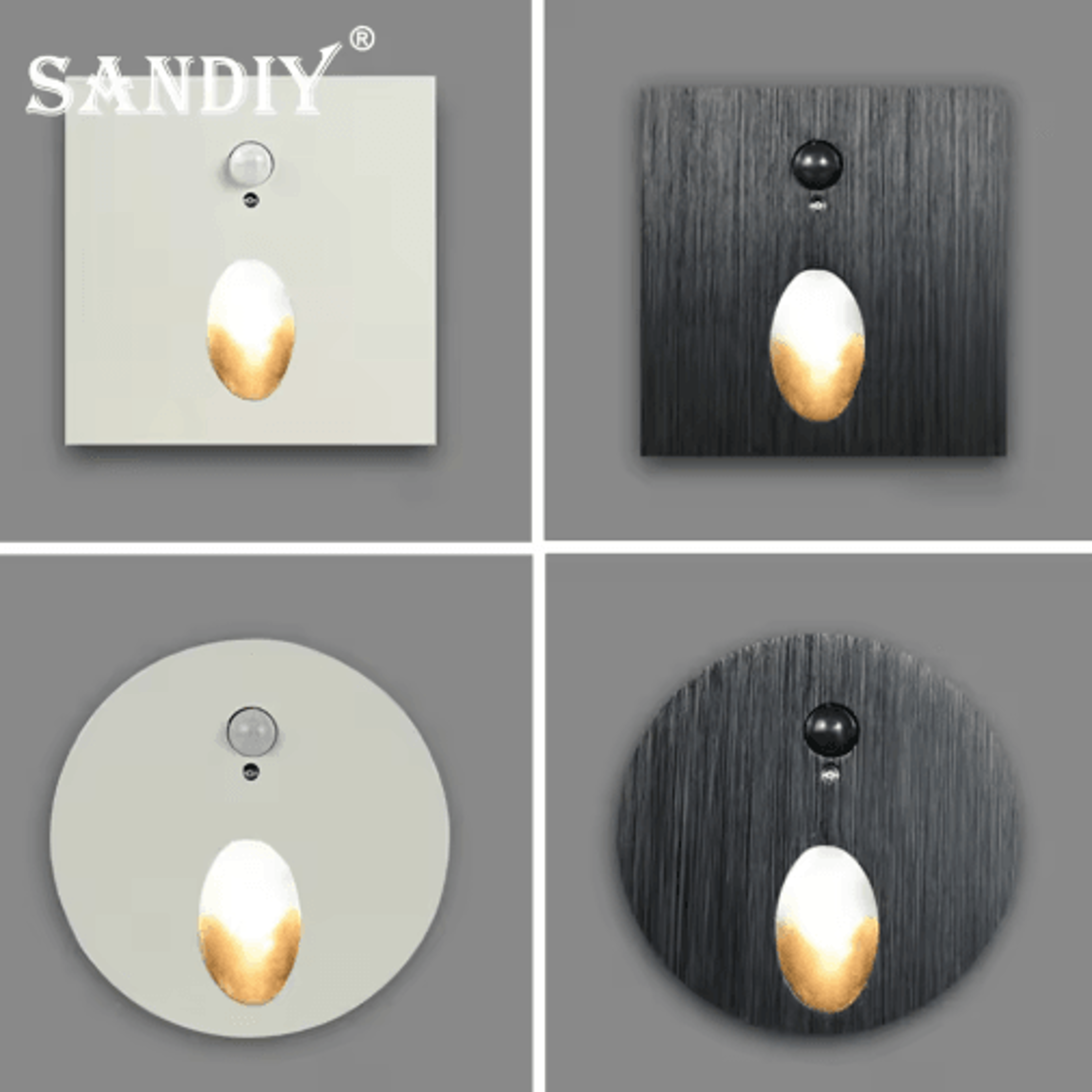 LED Motion Sensor Stair Light  RoundSquare Recessed Wall Night Lamp 0