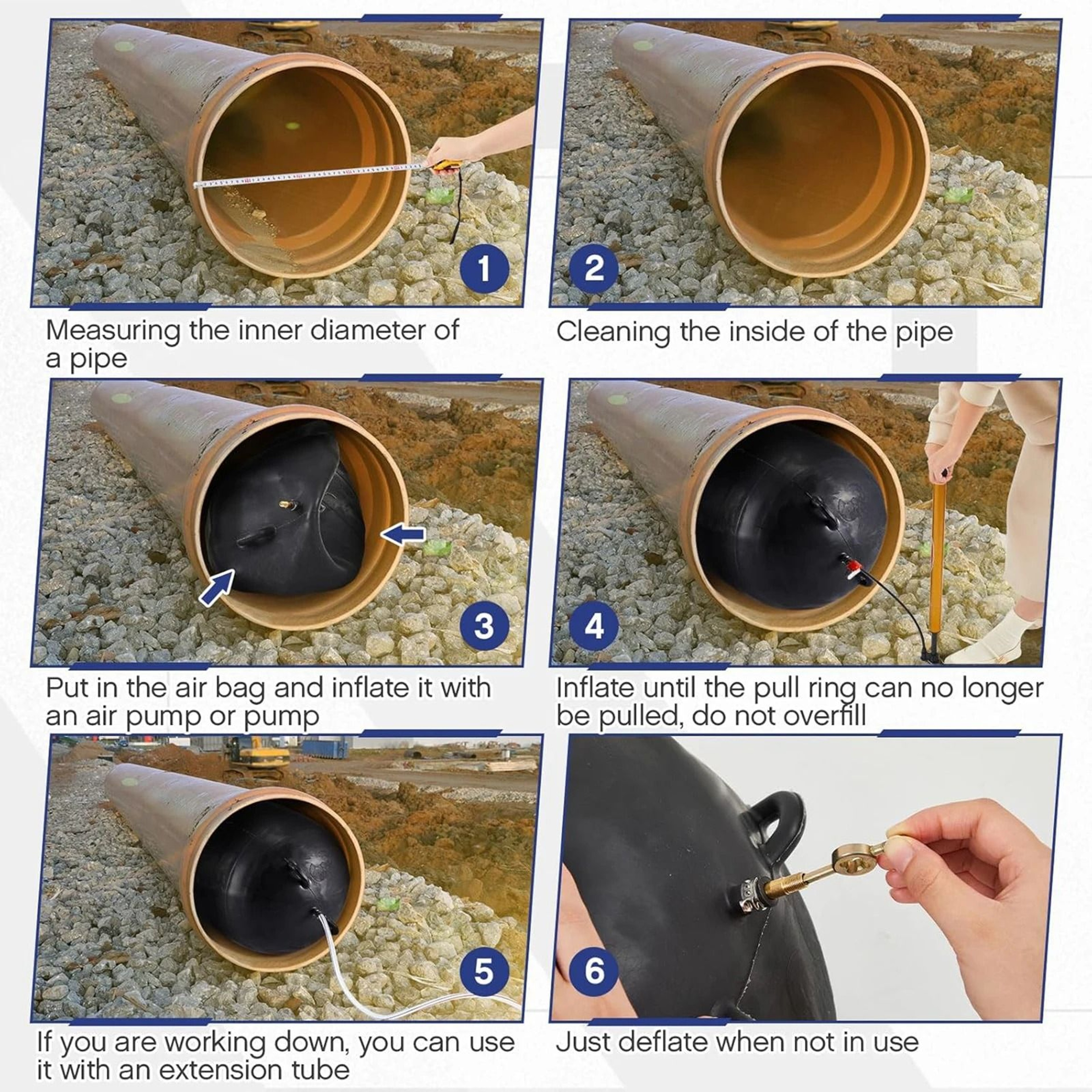 Inflatable Pipe Plug For Plumbing Pressure Testing And Pipe Maintenance 6