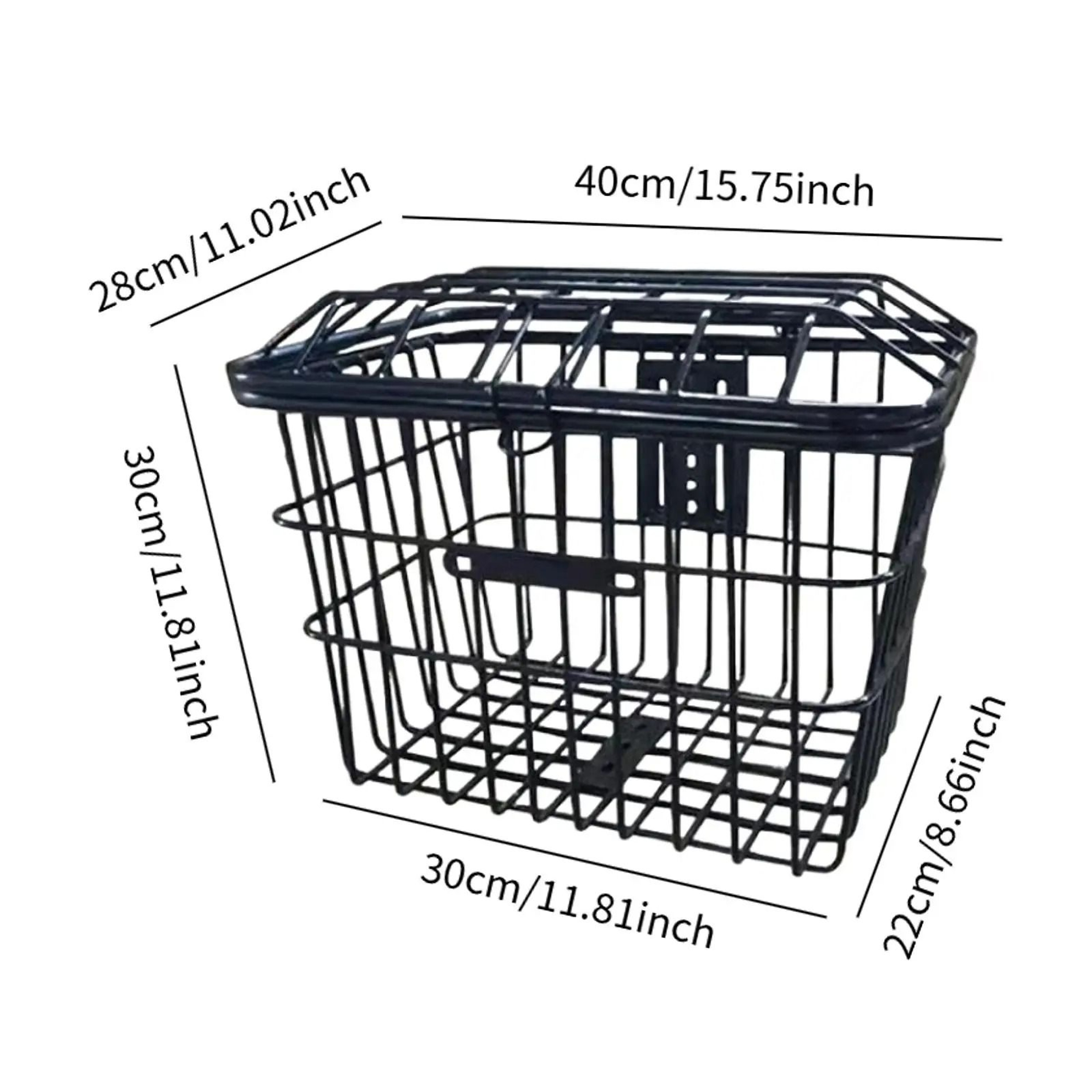 Large Bike Rear Basket With Lid Metal Pannier For Electric And City Bikes 4