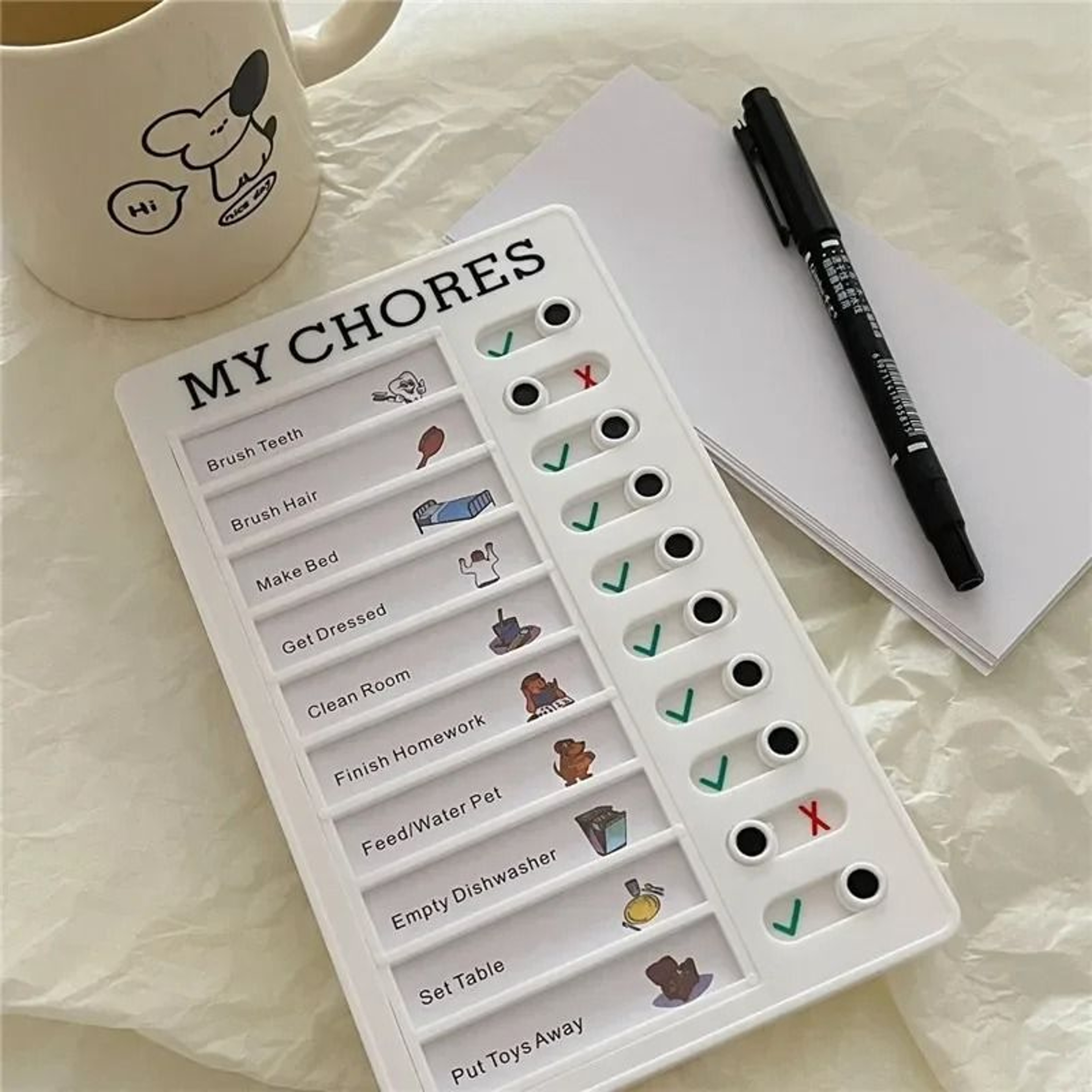 Reusable Kids Chore Chart Daily Planner Responsibility Checklist Board 11