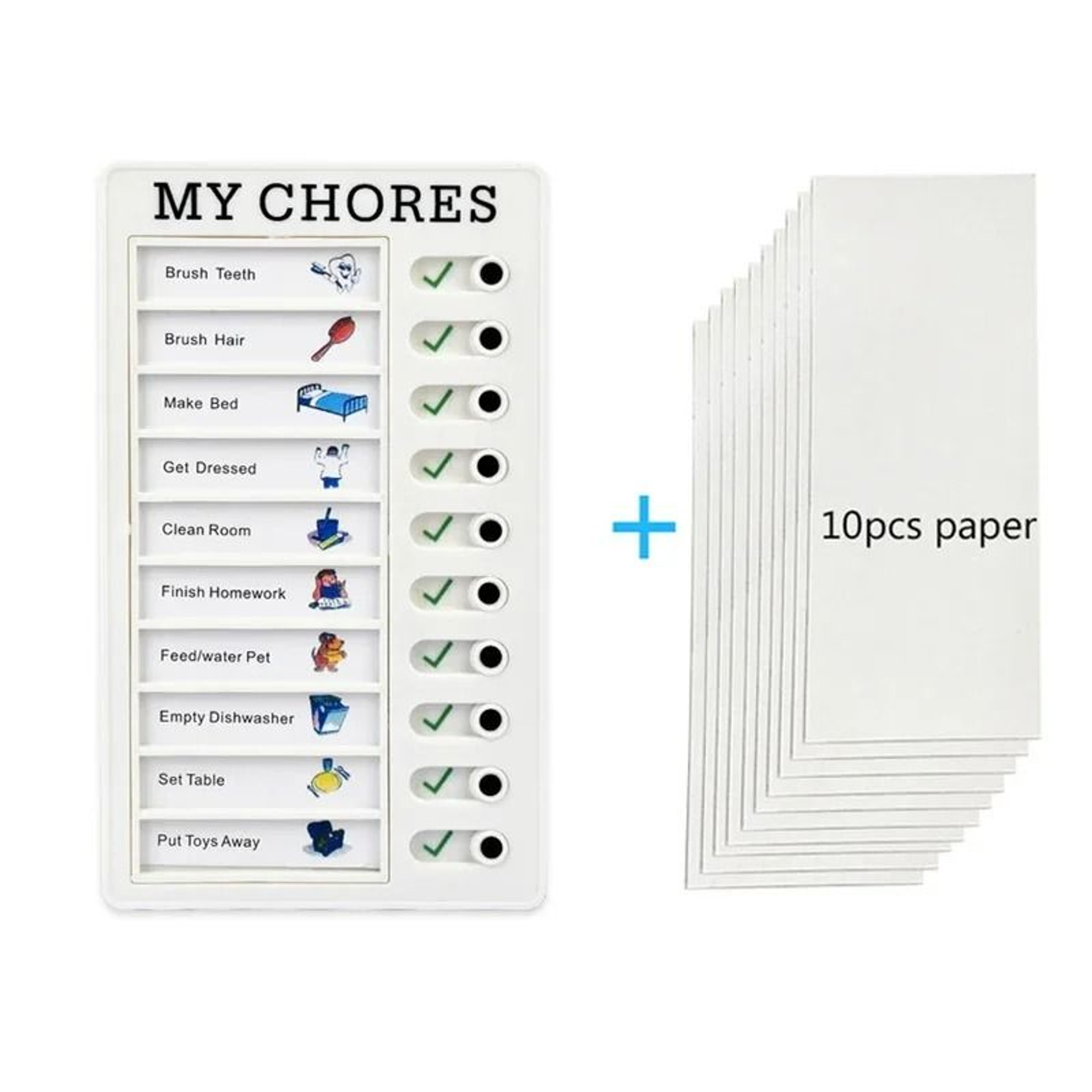 Reusable Kids Chore Chart Daily Planner Responsibility Checklist Board 6