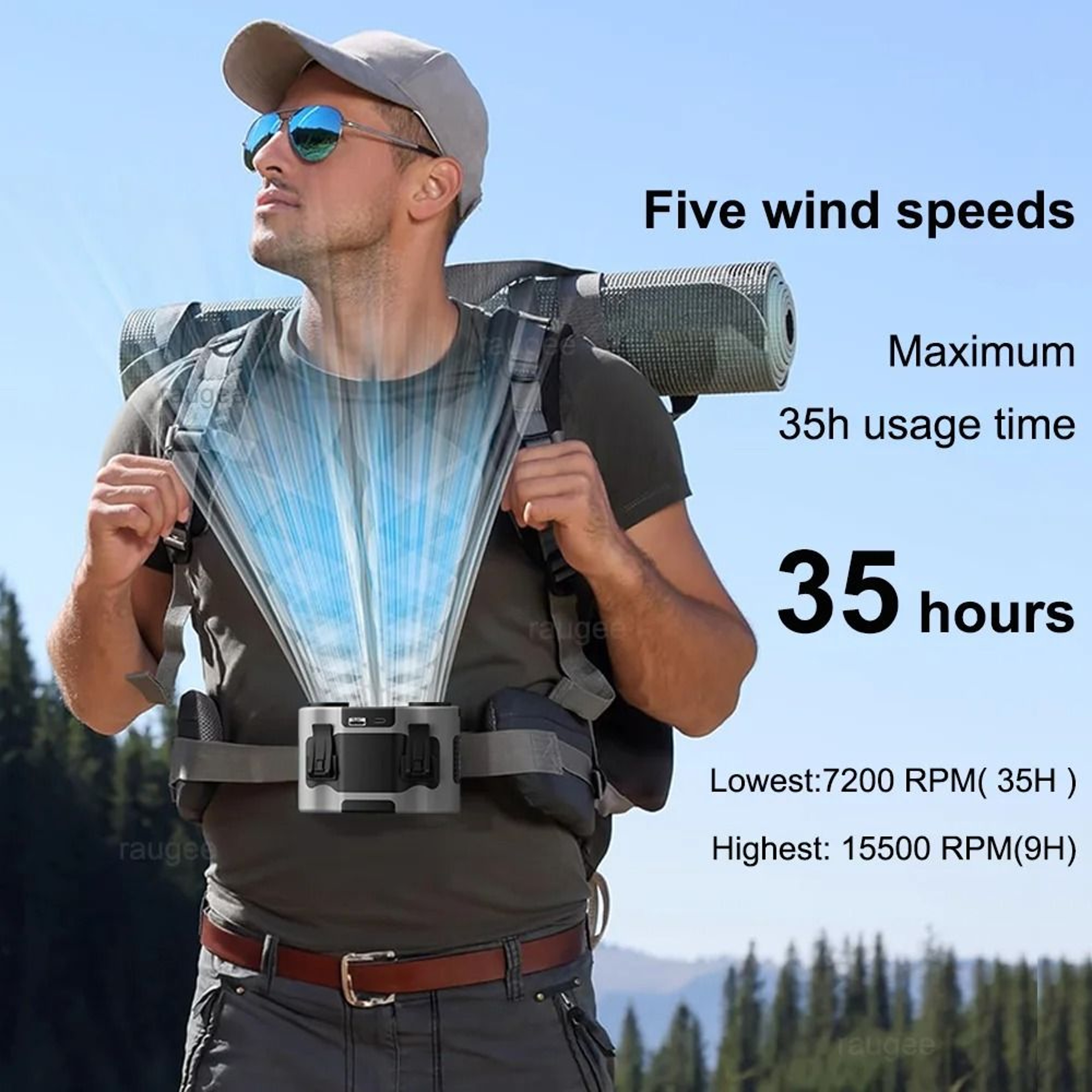 Portable Waist Fan 20000mAh Hanging Neck Fan With Power Bank And Strong Wind 4