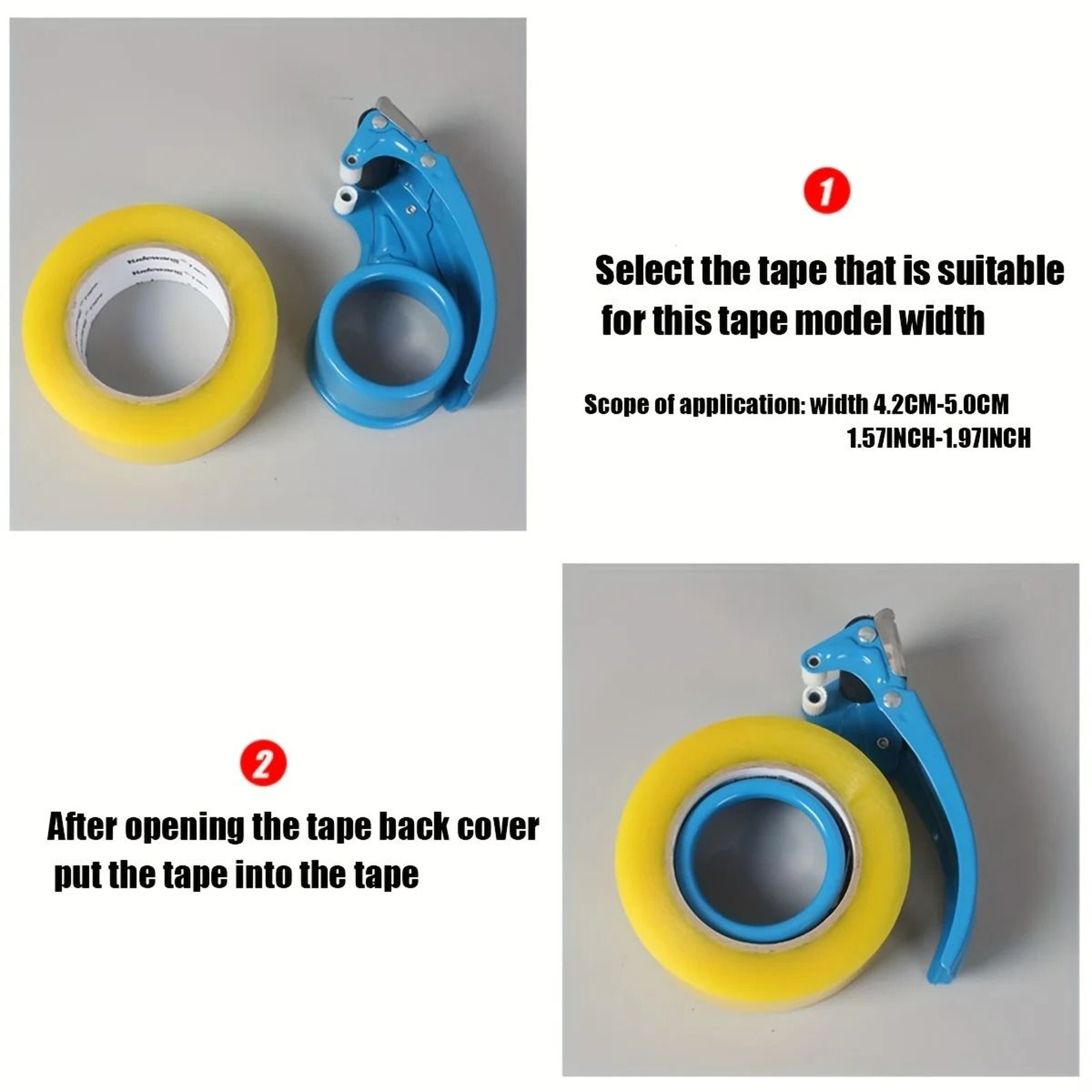 Heavy Duty Packing Tape Dispenser Handheld Metal Shipping Tape Cutter 2