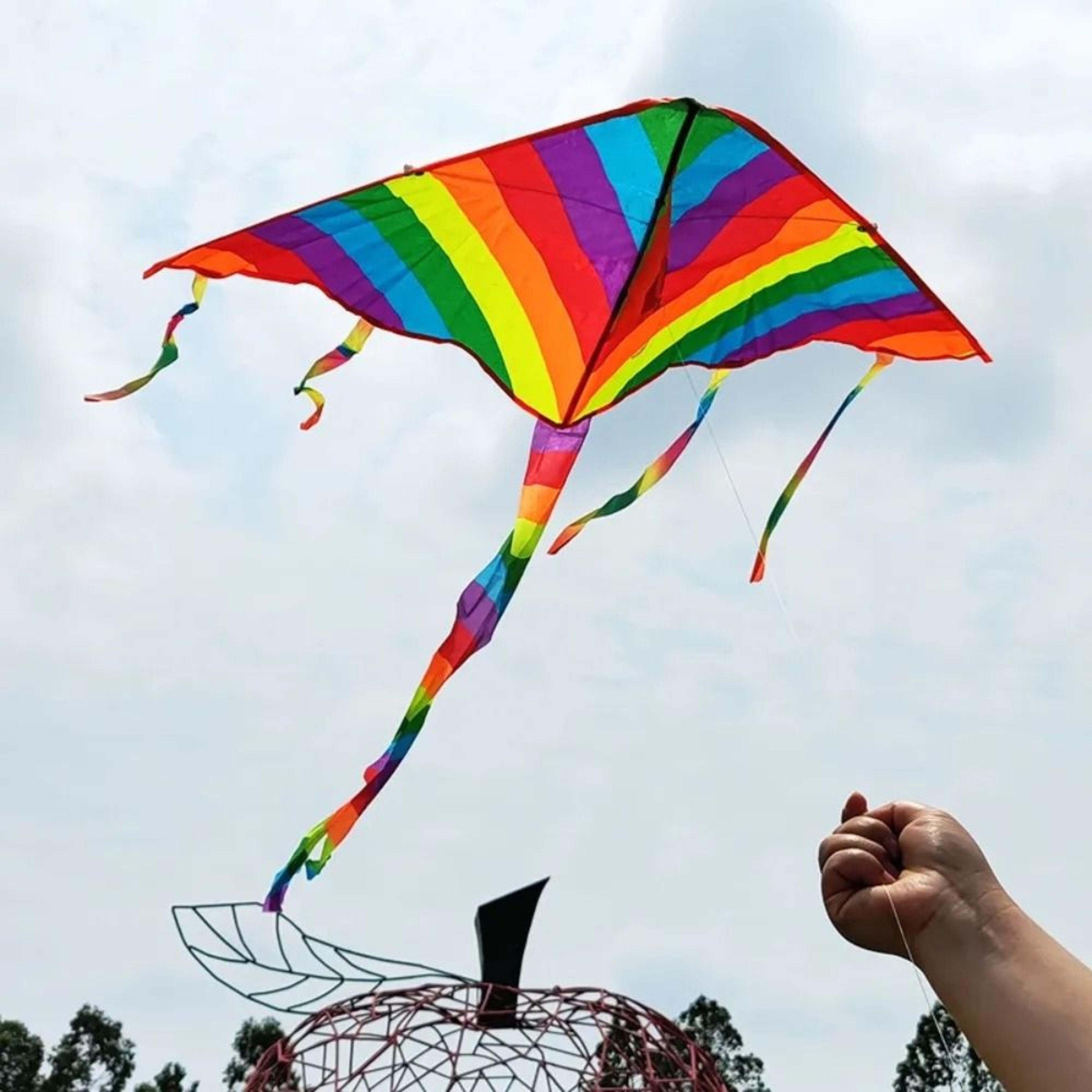 Easy Flying Rainbow Kite With Long Tail Outdoor Kids Toy 6