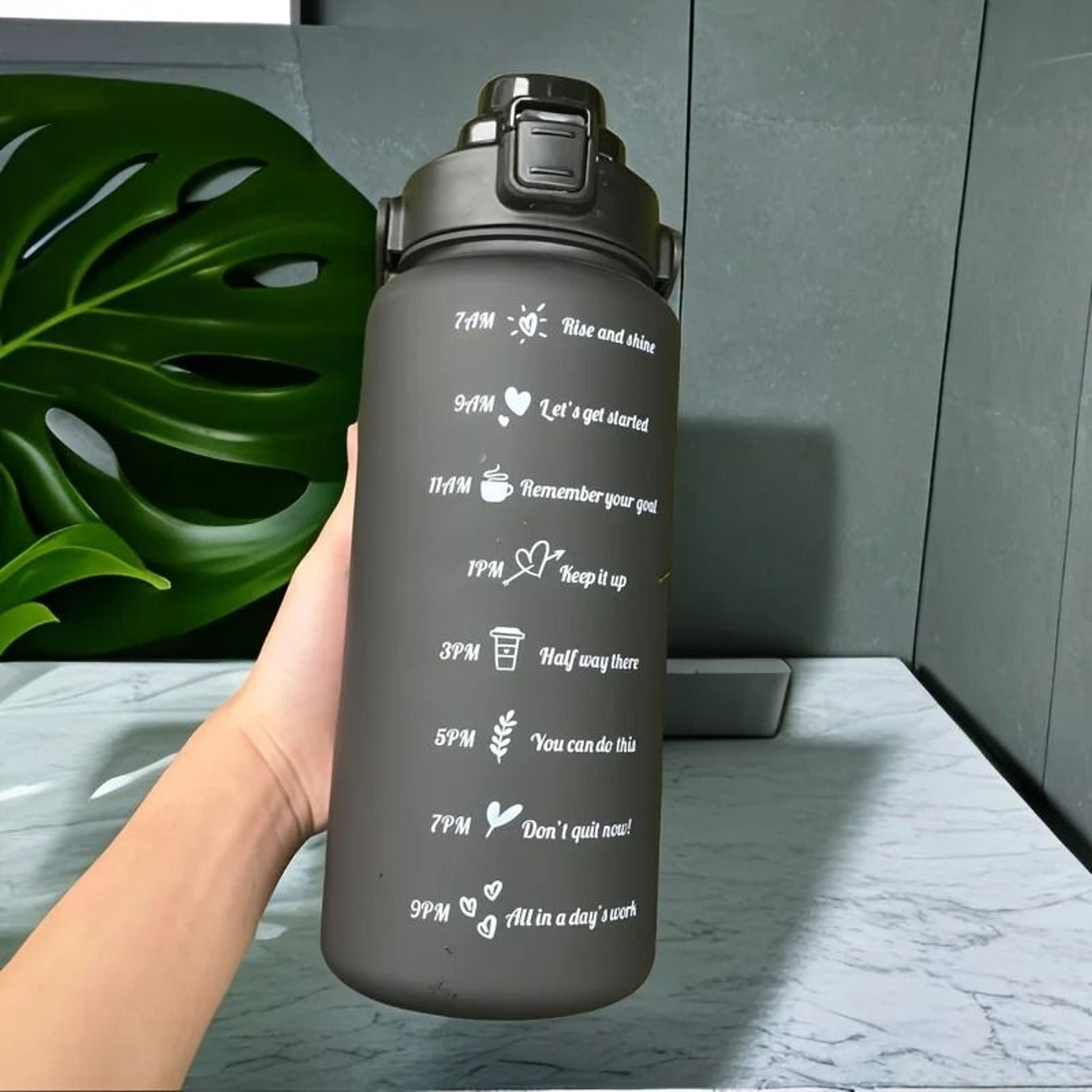 2 Liter Motivational Water Bottle Leakproof Sports Hydration Bottle 2