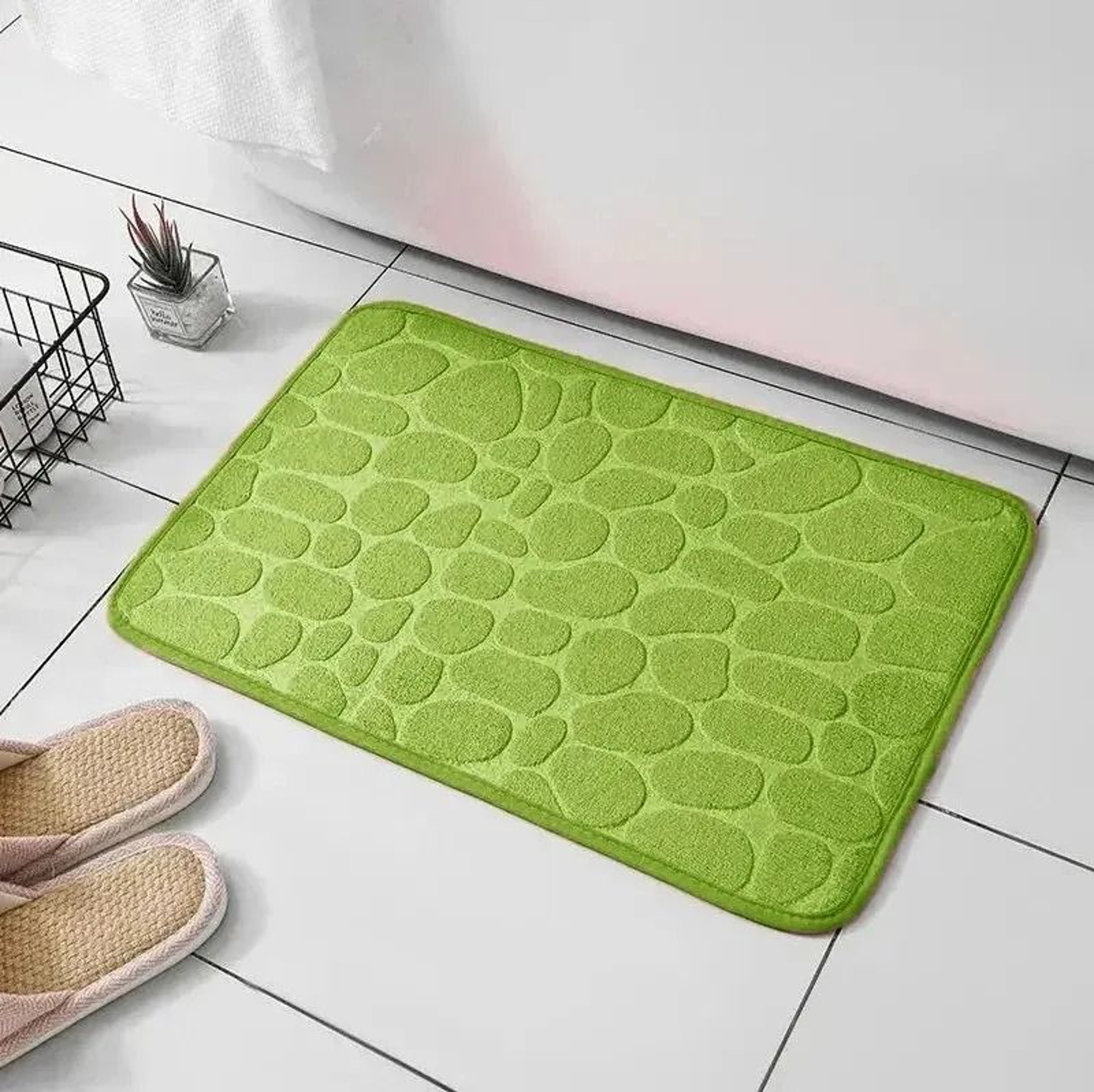 Anti Slip Pebble Bathroom Mat Embossed Fiber Floor Carpet 4
