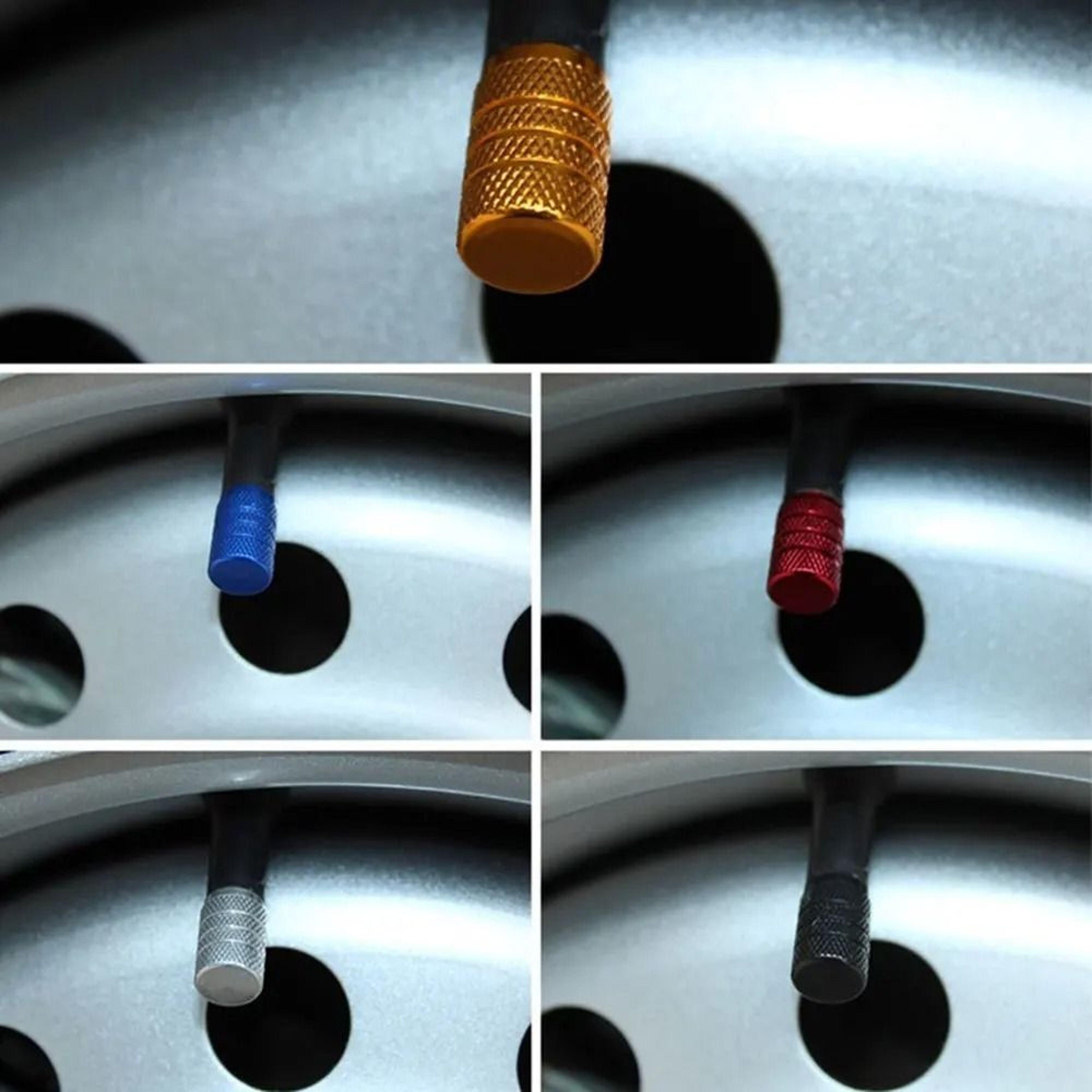 Aluminum Tire Valve Caps Knurled Car Wheel Air Stem Covers Set Of 4 10
