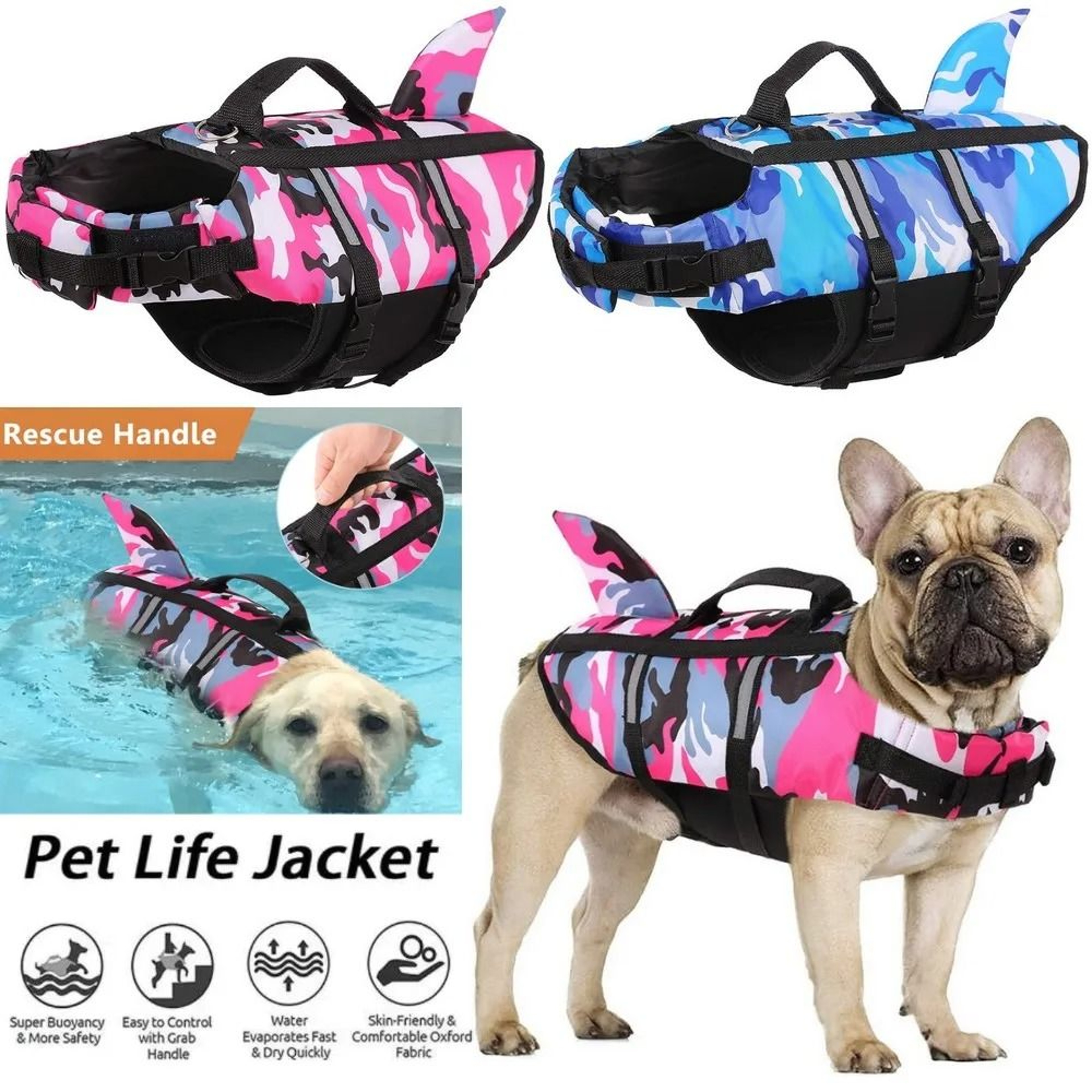 Dog Life Jacket Swim Vest Adjustable Pet Swimming Safety Vest 7