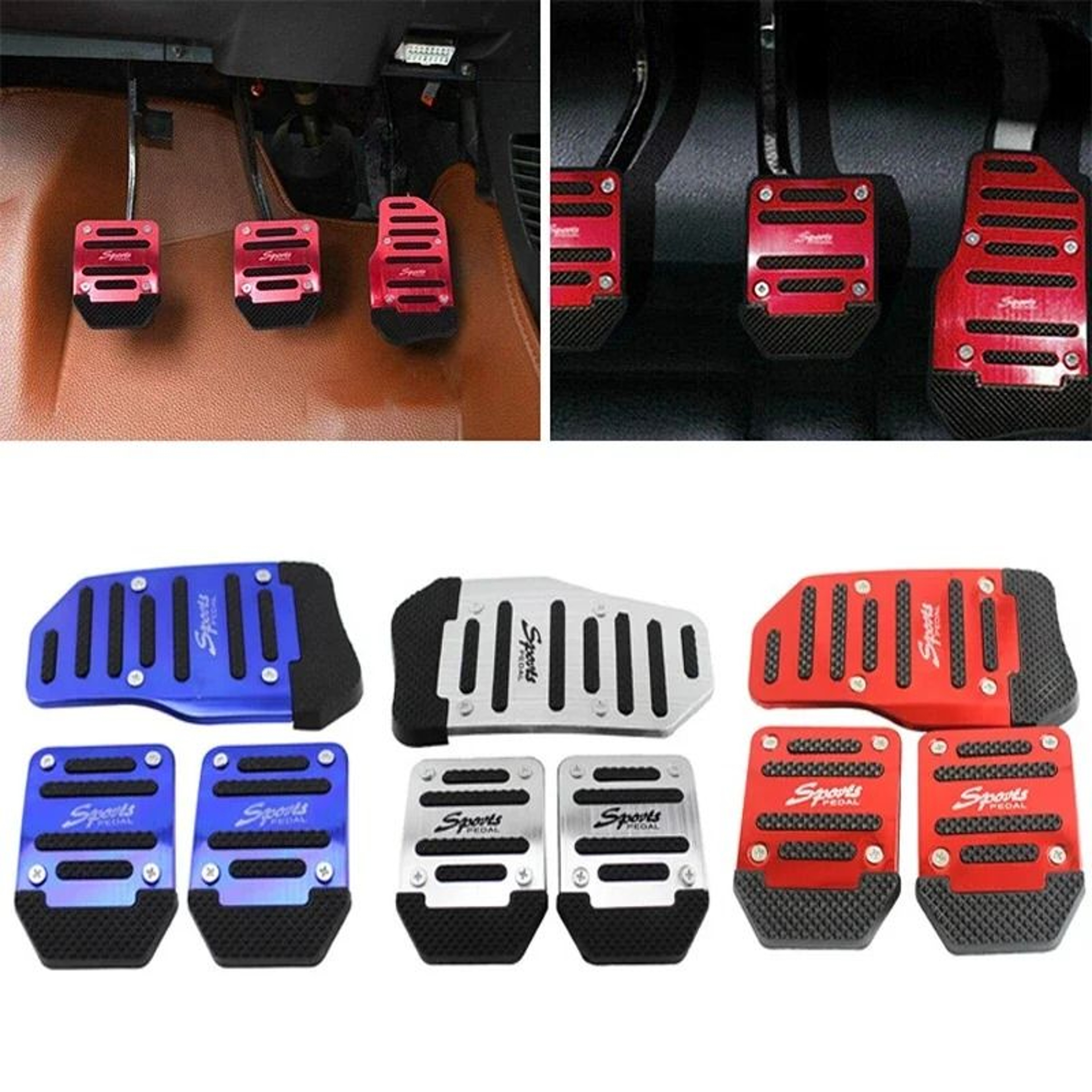 Universal Aluminum Manual Transmission Pedal Covers Non Slip Car Pedal Set 8