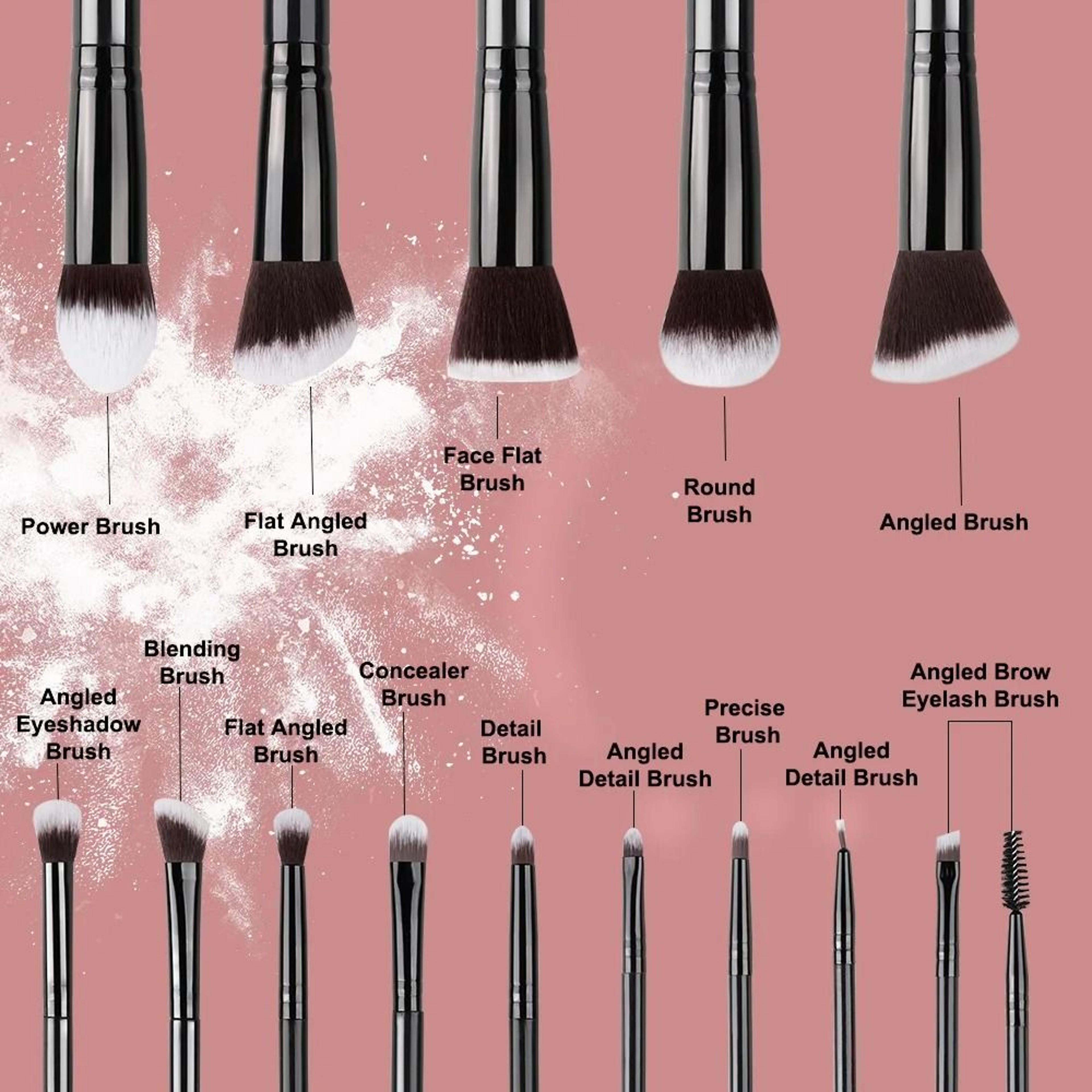 14 Piece Makeup Brush Set Soft Fluffy Foundation Blush Eyeshadow Brushes 13