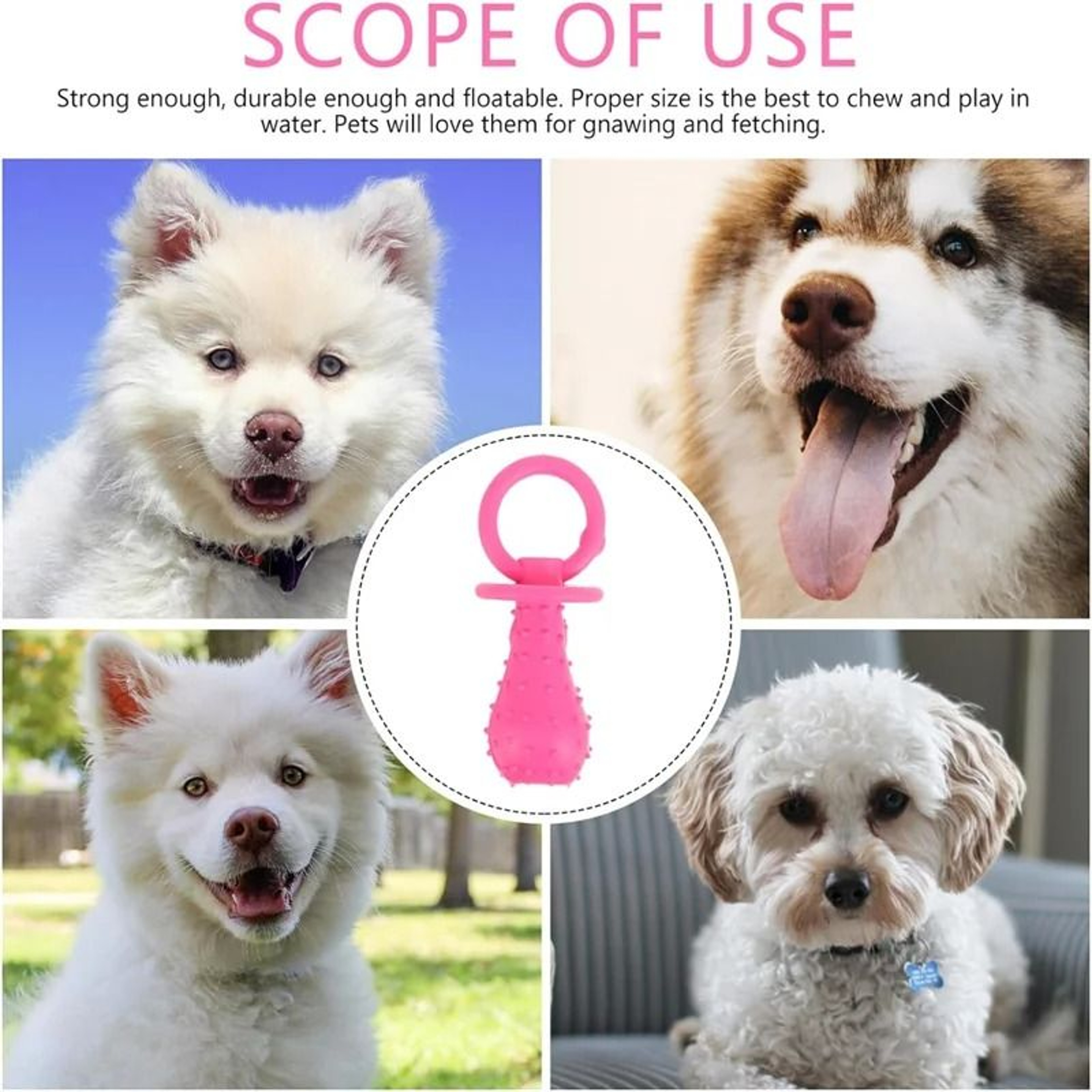 Rubber Dog Chew Toy Pacifier Teeth Cleaning Interactive Pet Toy 4