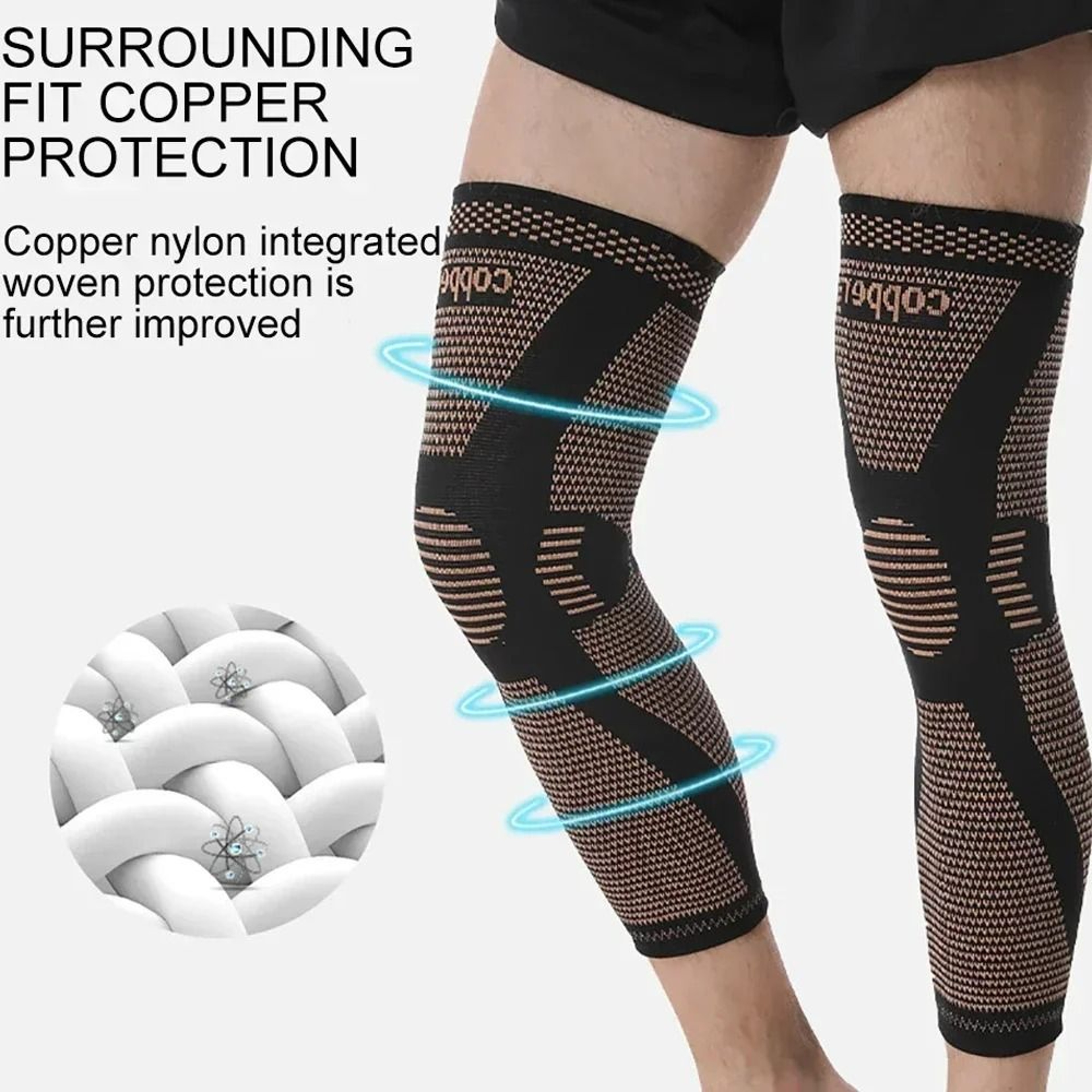 Copper Compression Leg Sleeve Full Length Knee Support For Sports And Recovery 6