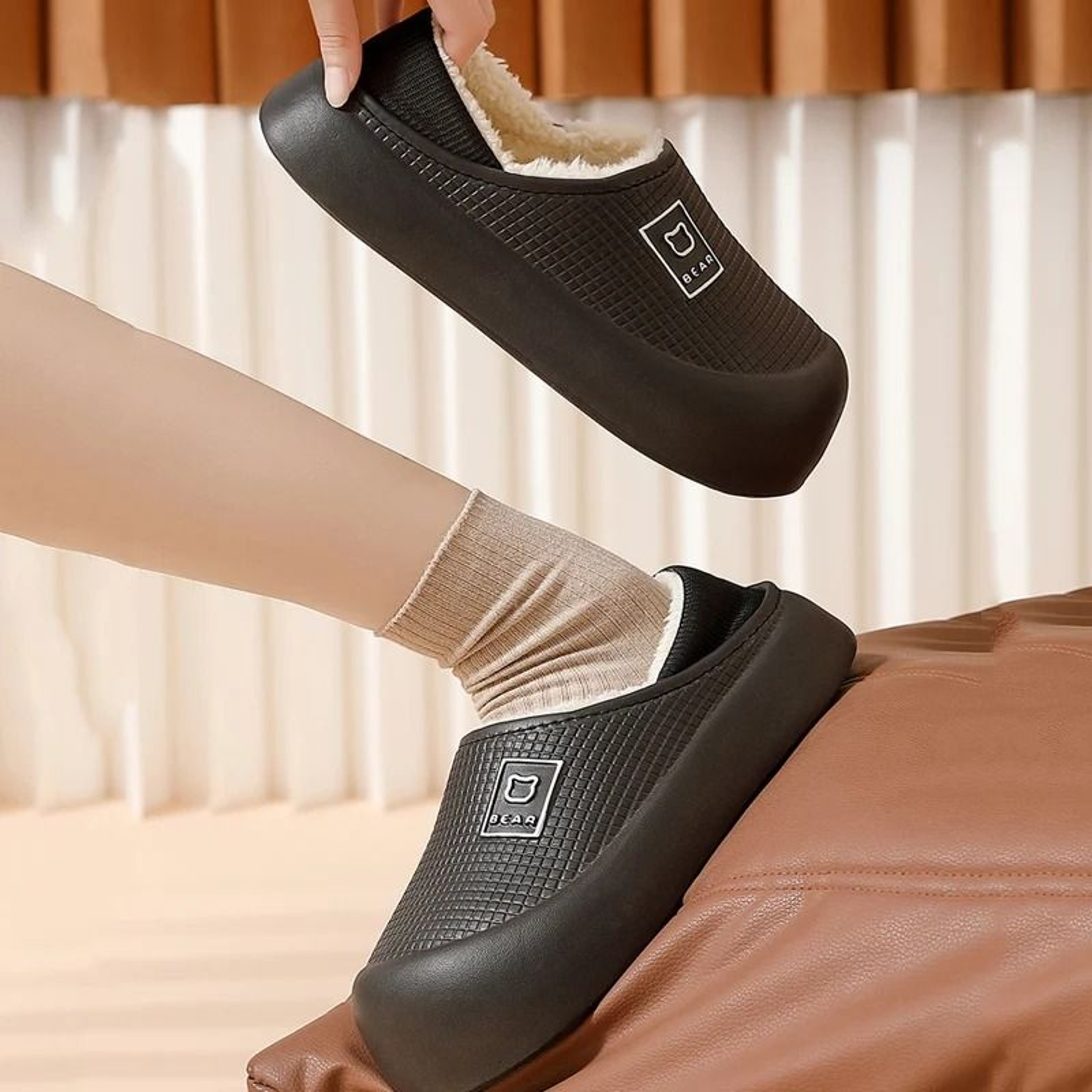 Waterproof Plush Cotton Slippers With Non Slip Sole For Men And Women 7