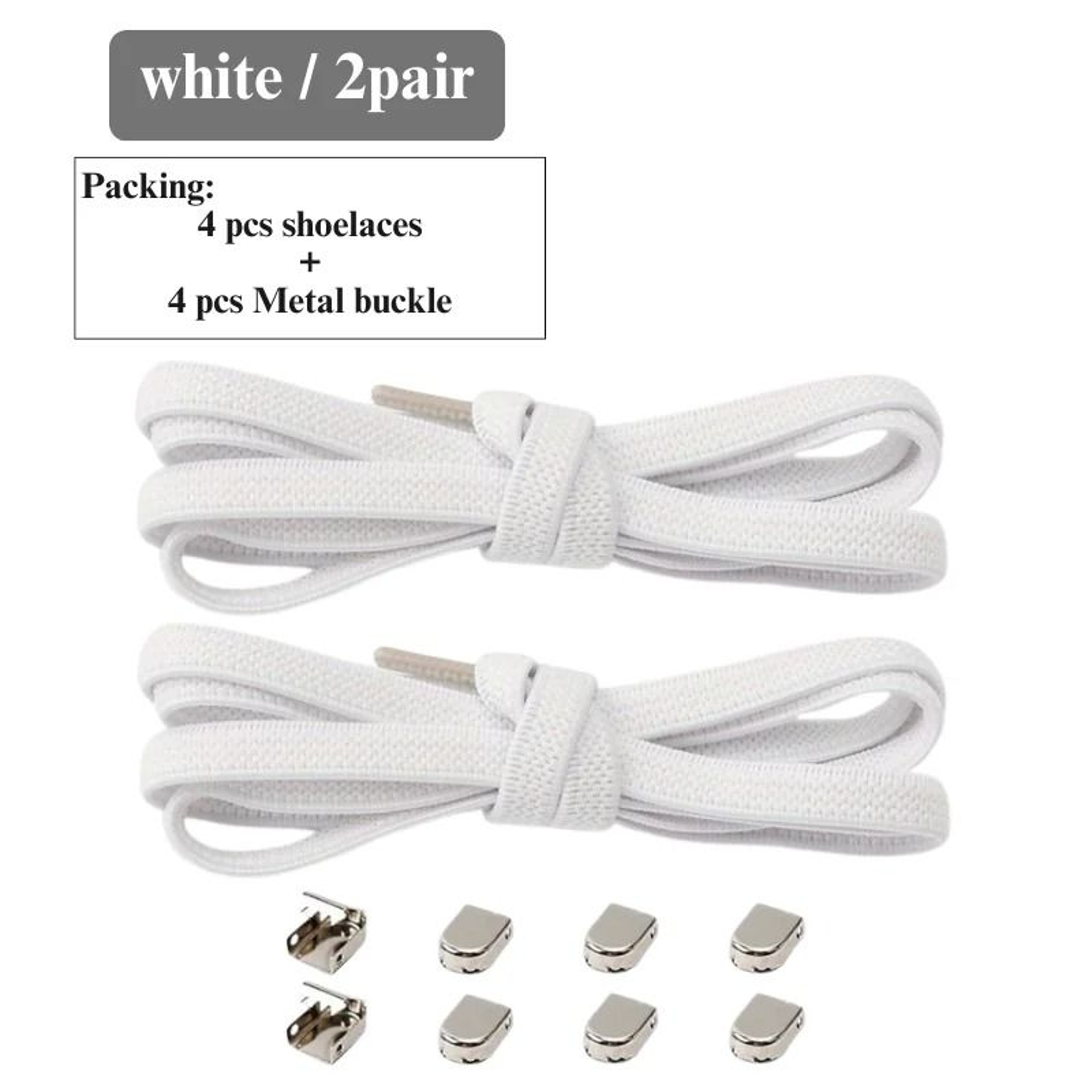 Elastic No Tie Shoe Laces With Metal Buckles For Sports And Casual Shoes 4