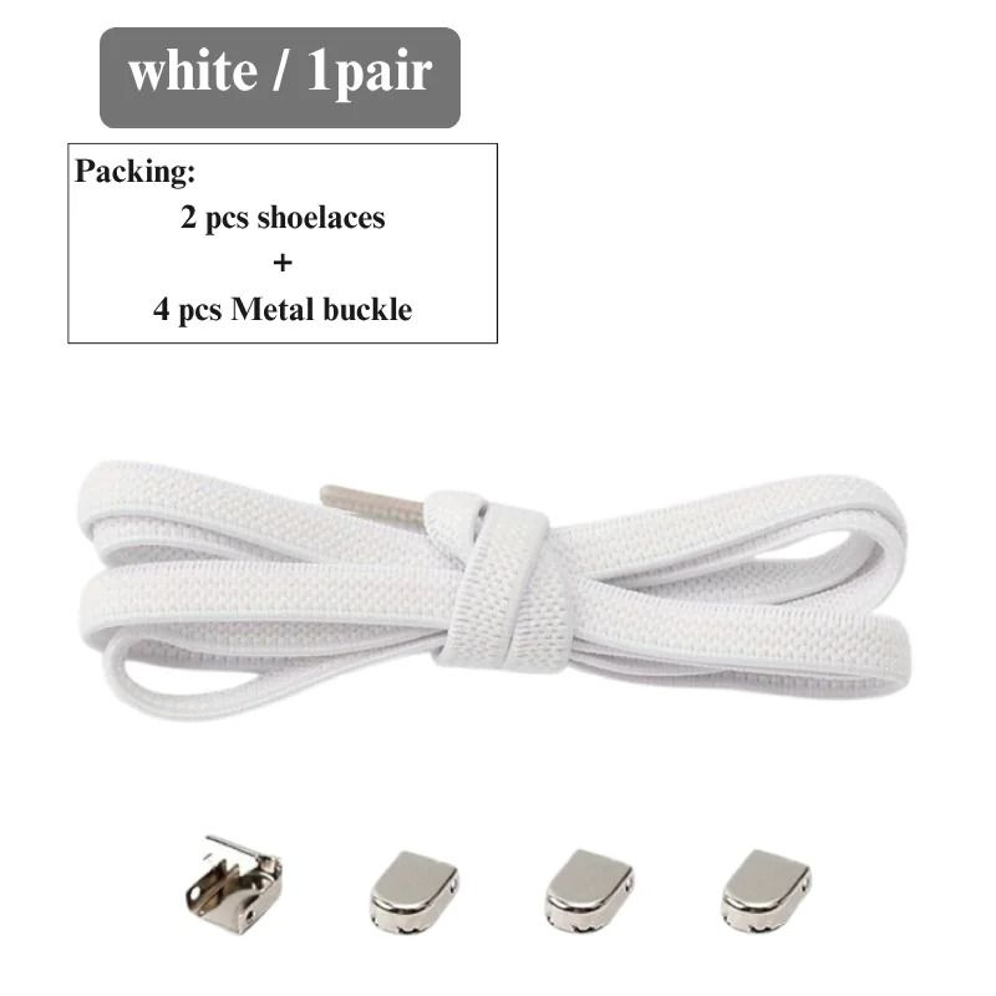 Elastic No Tie Shoe Laces With Metal Buckles For Sports And Casual Shoes 2
