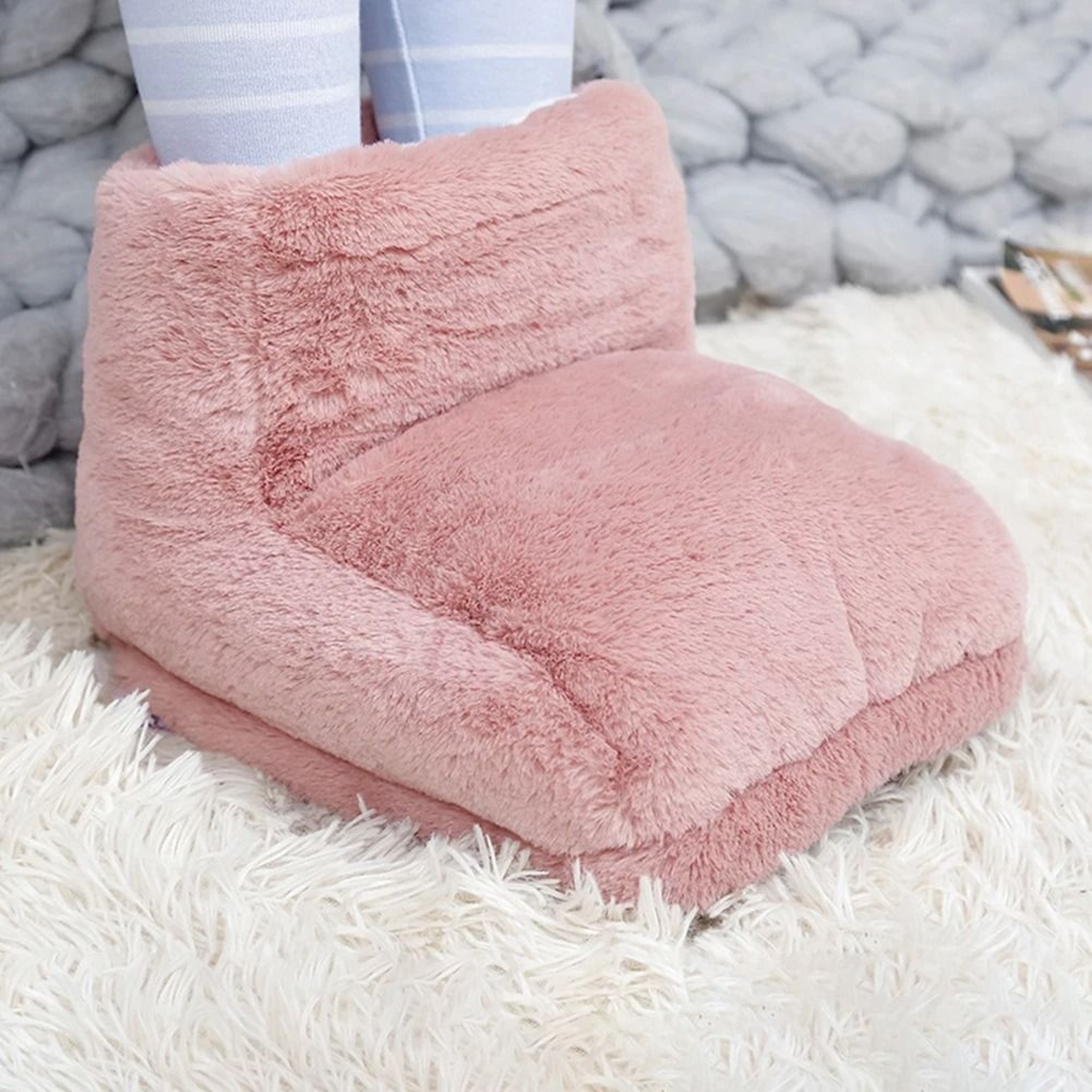 USB Electric Foot Warmer Slippers Soft Plush Heating Pad For Men And Women 5