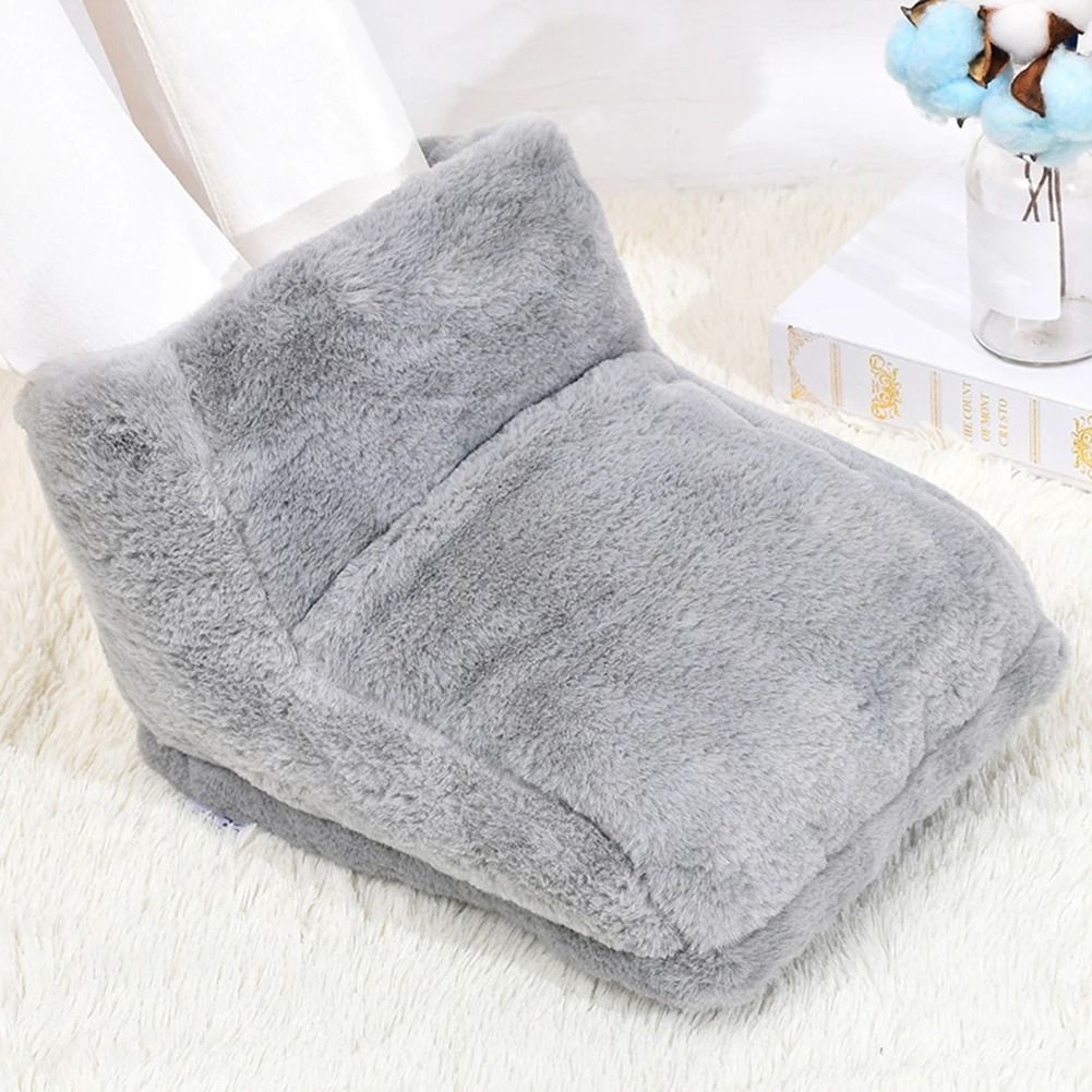 USB Electric Foot Warmer Slippers Soft Plush Heating Pad For Men And Women 8