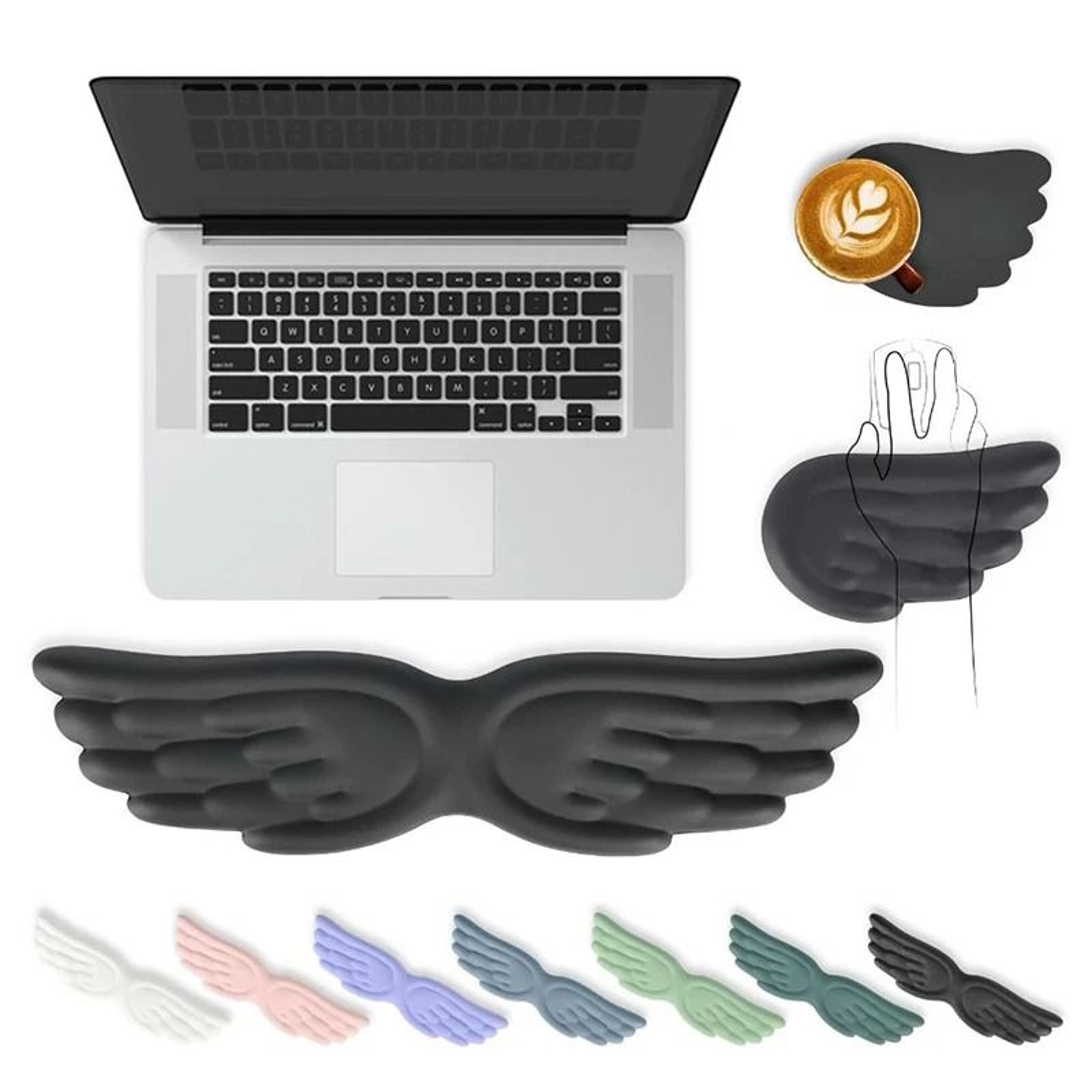 Angel Wings Ergonomic Wrist Rest Mouse Pad With Memory Foam Support 0