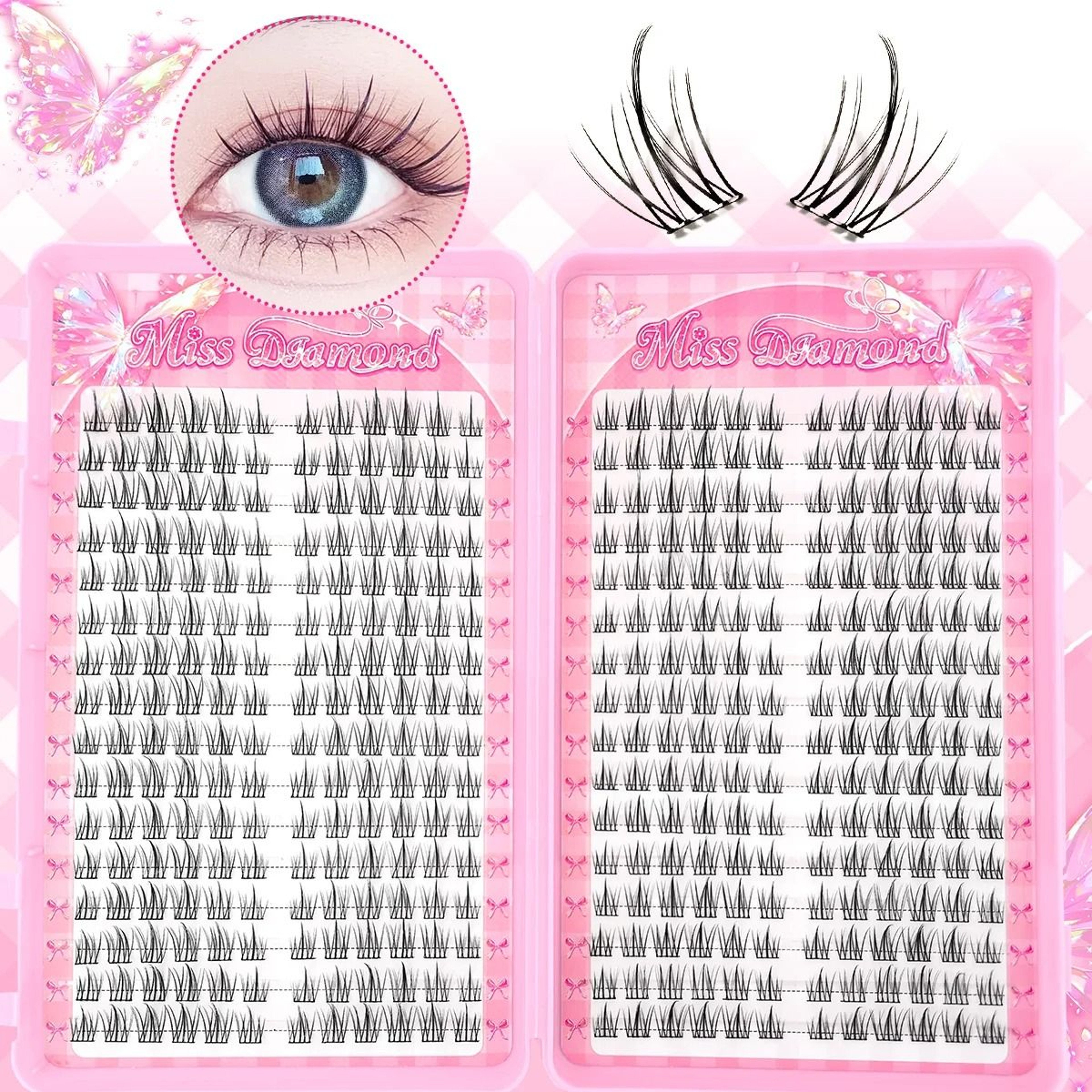 Natural C Curl Cluster False Eyelashes 320 Pieces Lightweight Reusable Lashes 0