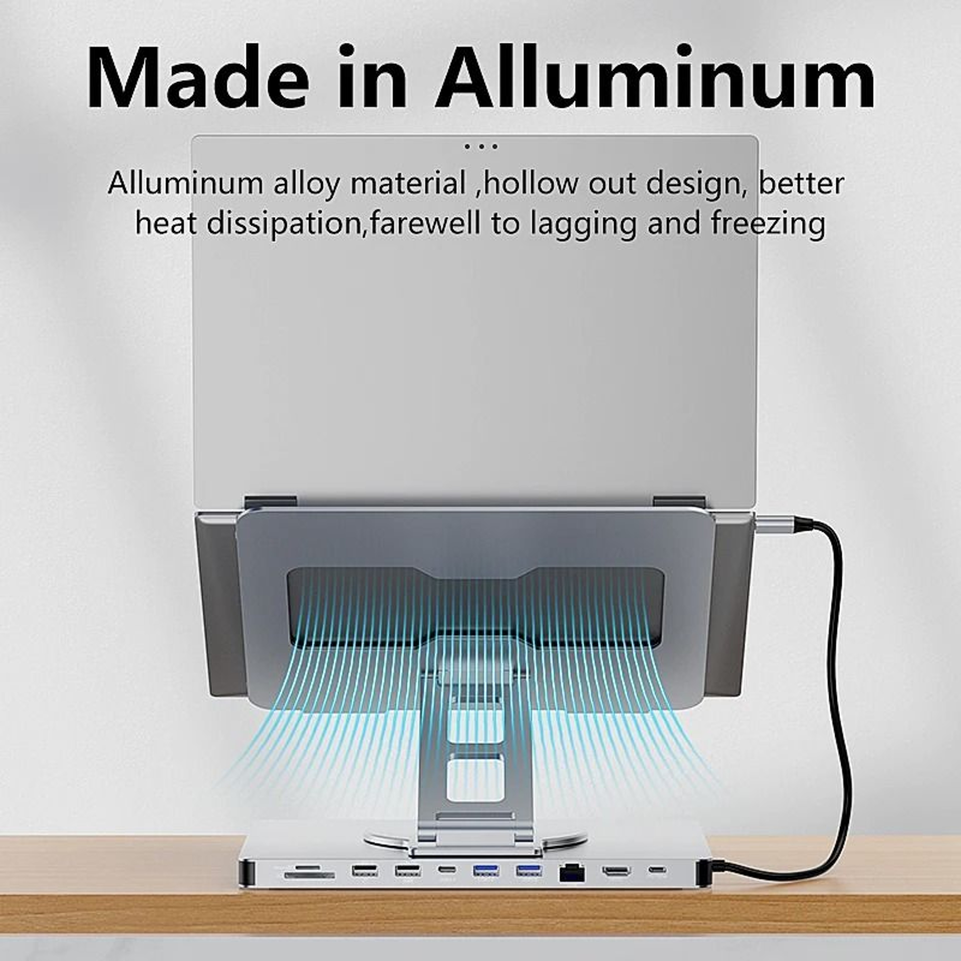 Blueendless 10 In 1 IPad Holder Docking Station With 4K USB C Hub 4