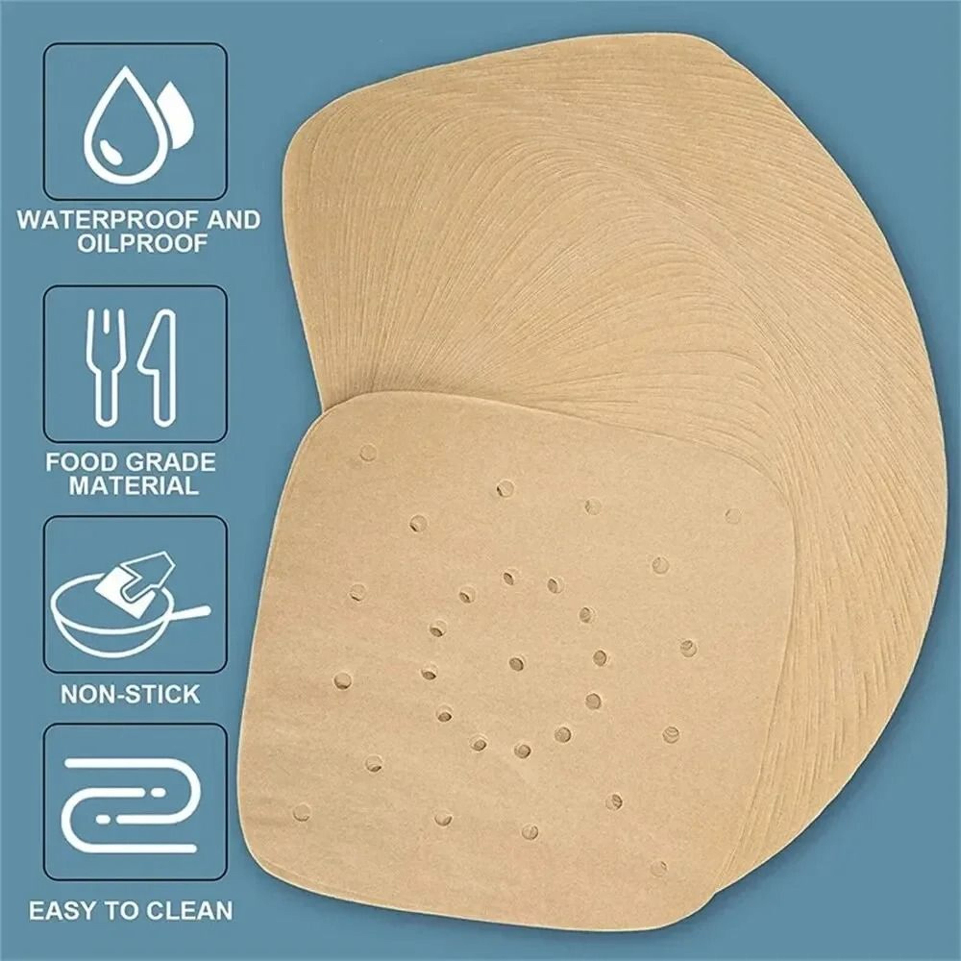 100 Piece Disposable Air Fryer Paper Liners Non Stick Oil Absorbing Baking Sheets 9
