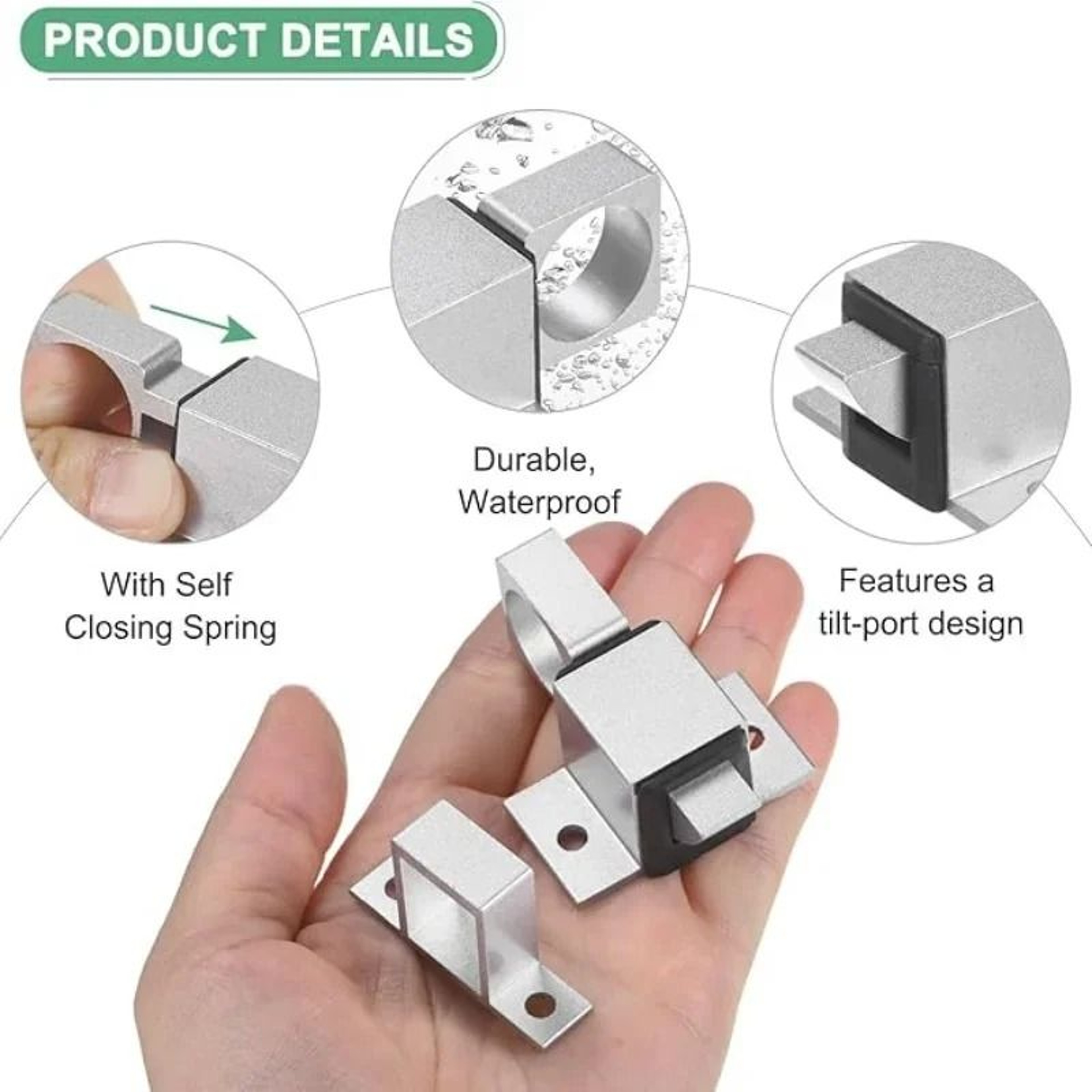 SecureSlide Automatic Spring Barrel Bolt Door And Window Latch 11