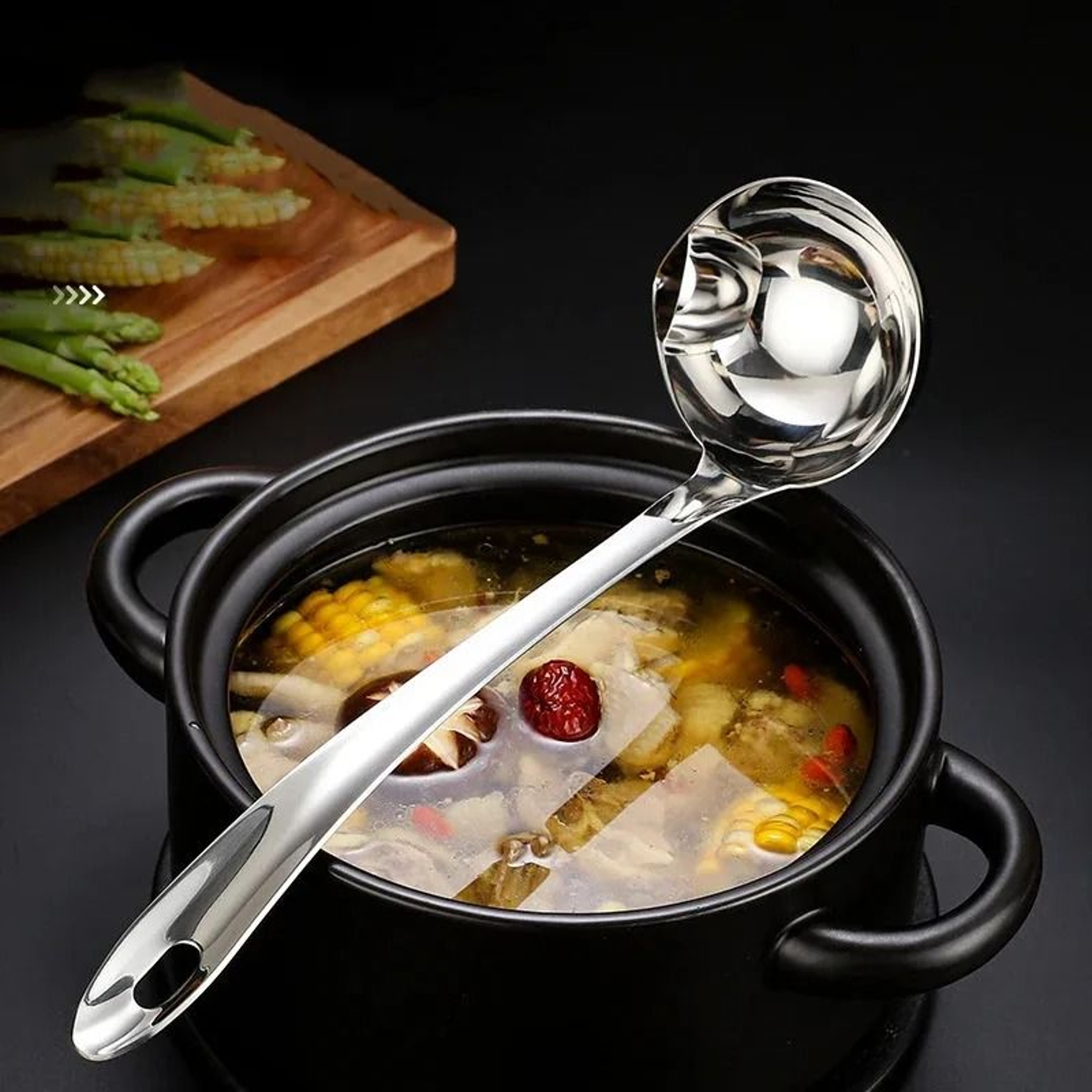 ClearSkim Stainless Steel Soup Fat Separator Ladle With Heat Insulated Handle 0