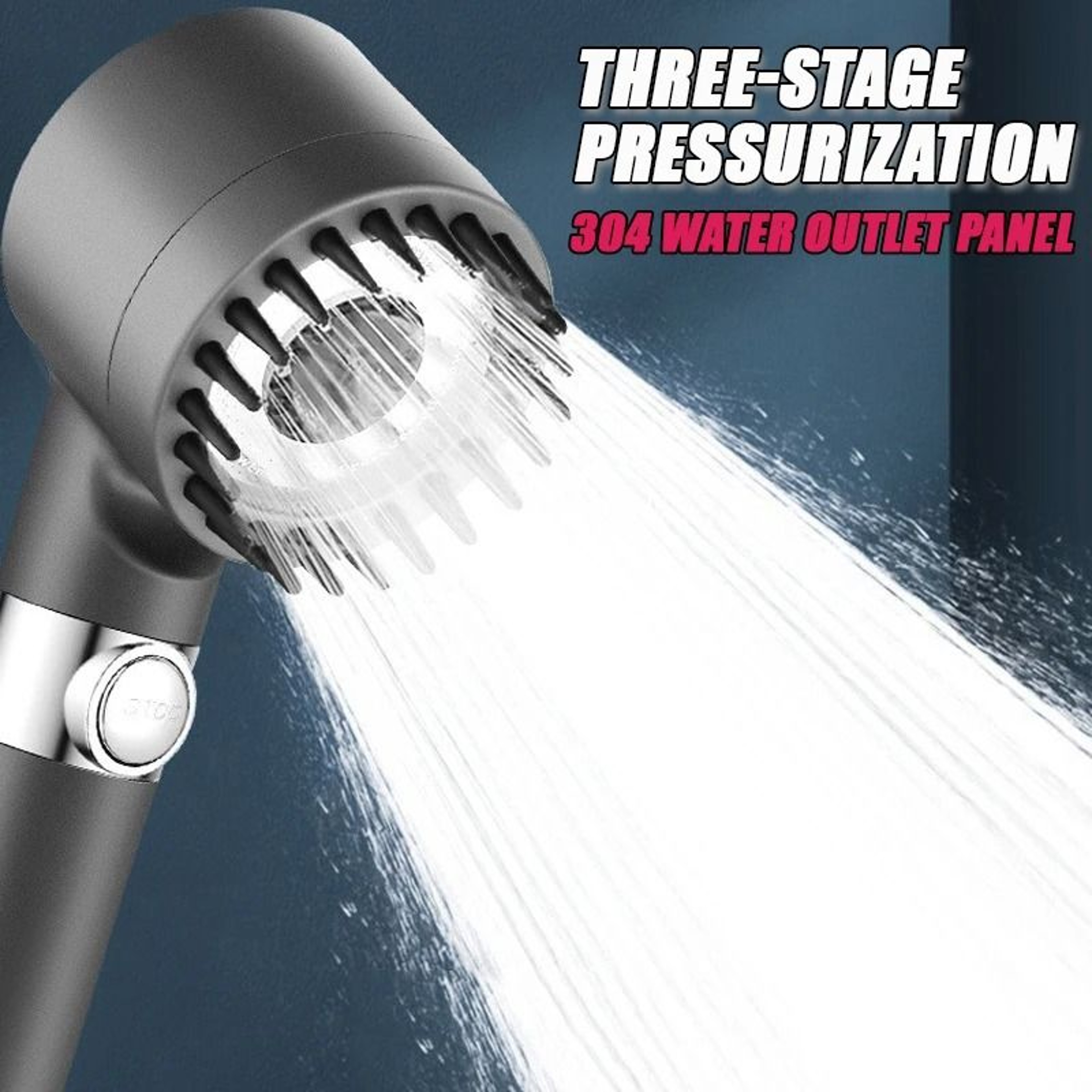 PowerSpa 3 Mode High Pressure Shower Head With Filter And Massage Brush 4