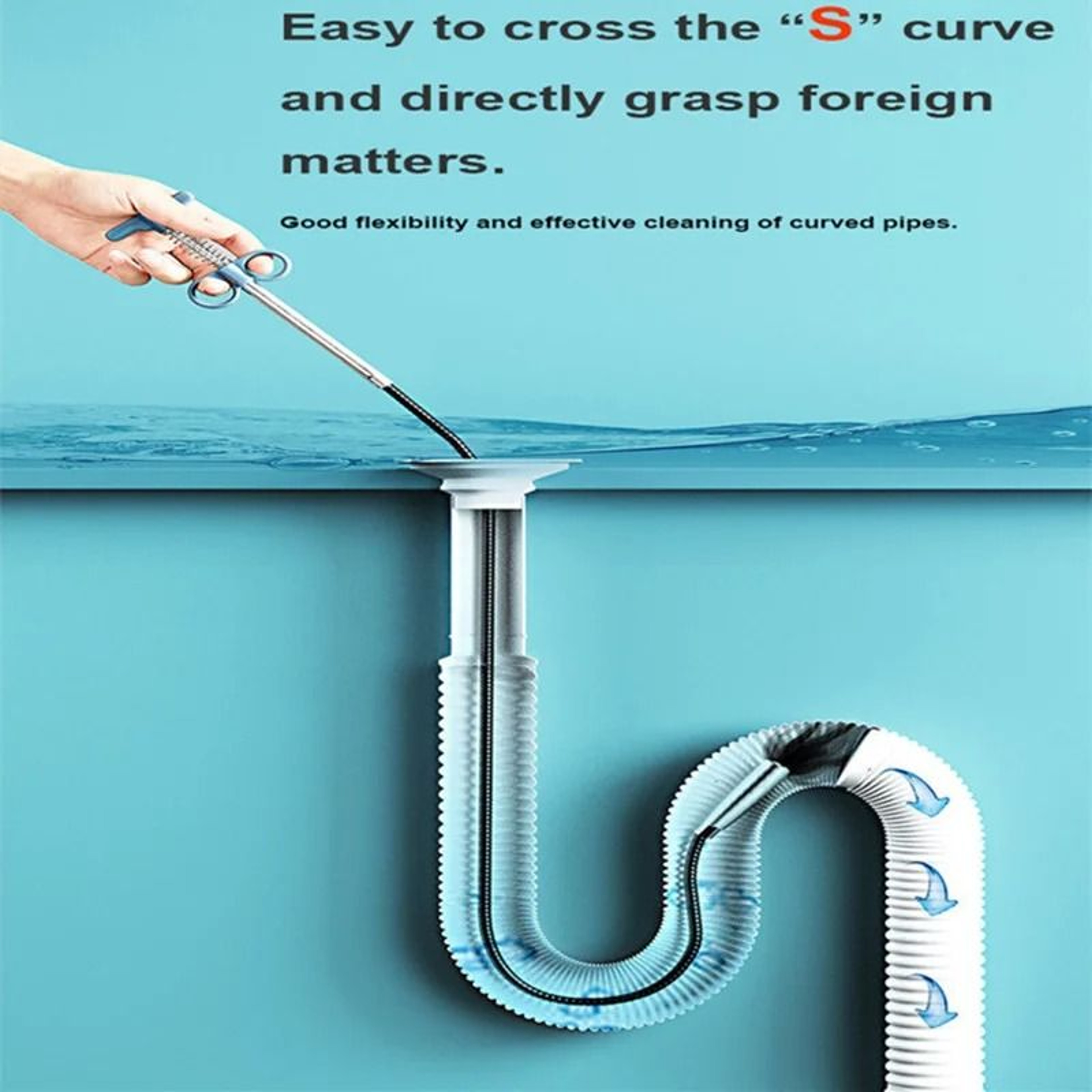 FlexClean Sewer Pipe Unblocker Snake Drain Cleaning Tool 11