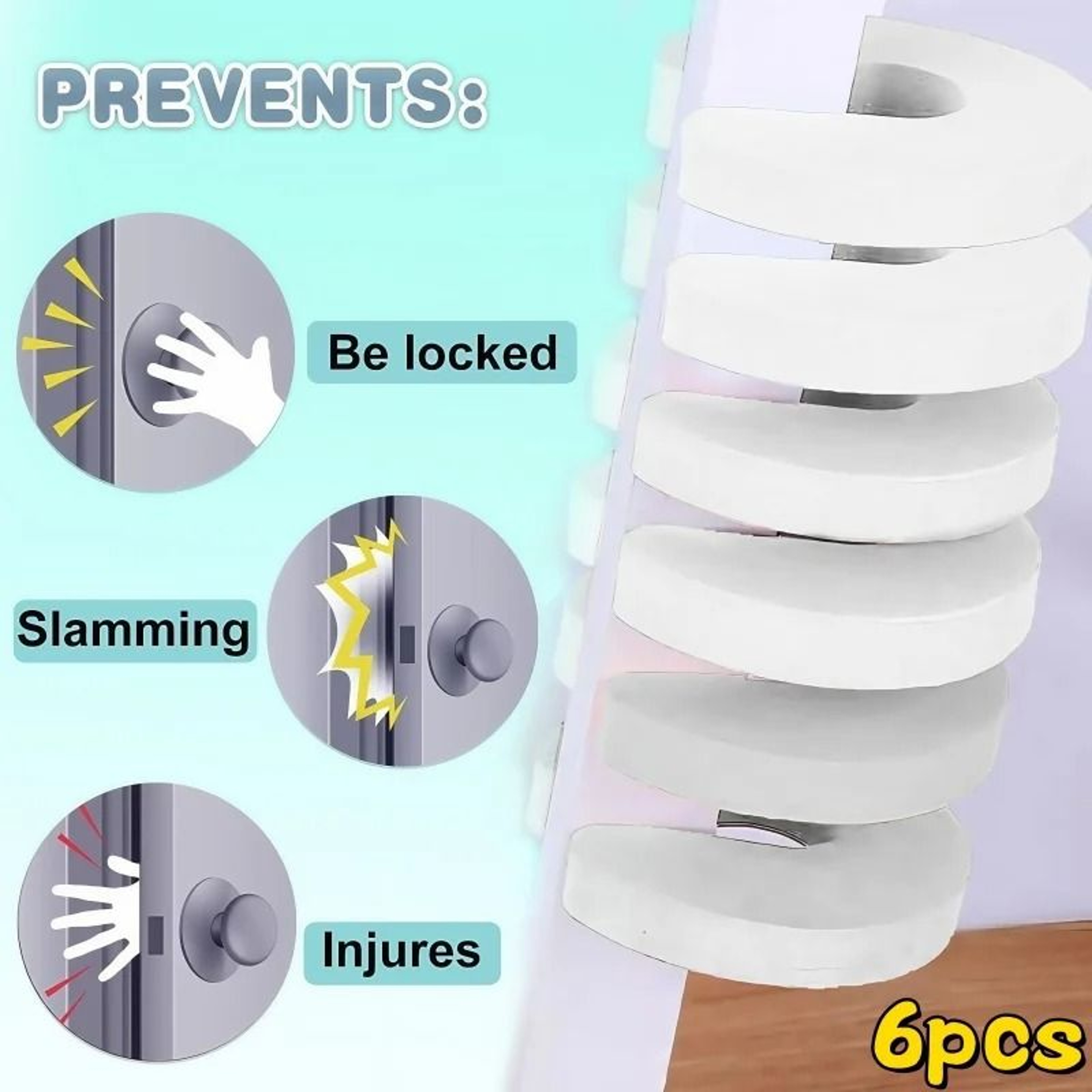 SafeGuard Baby Safety Door Stopper Finger Pinch Guard 6 Piece Set 5