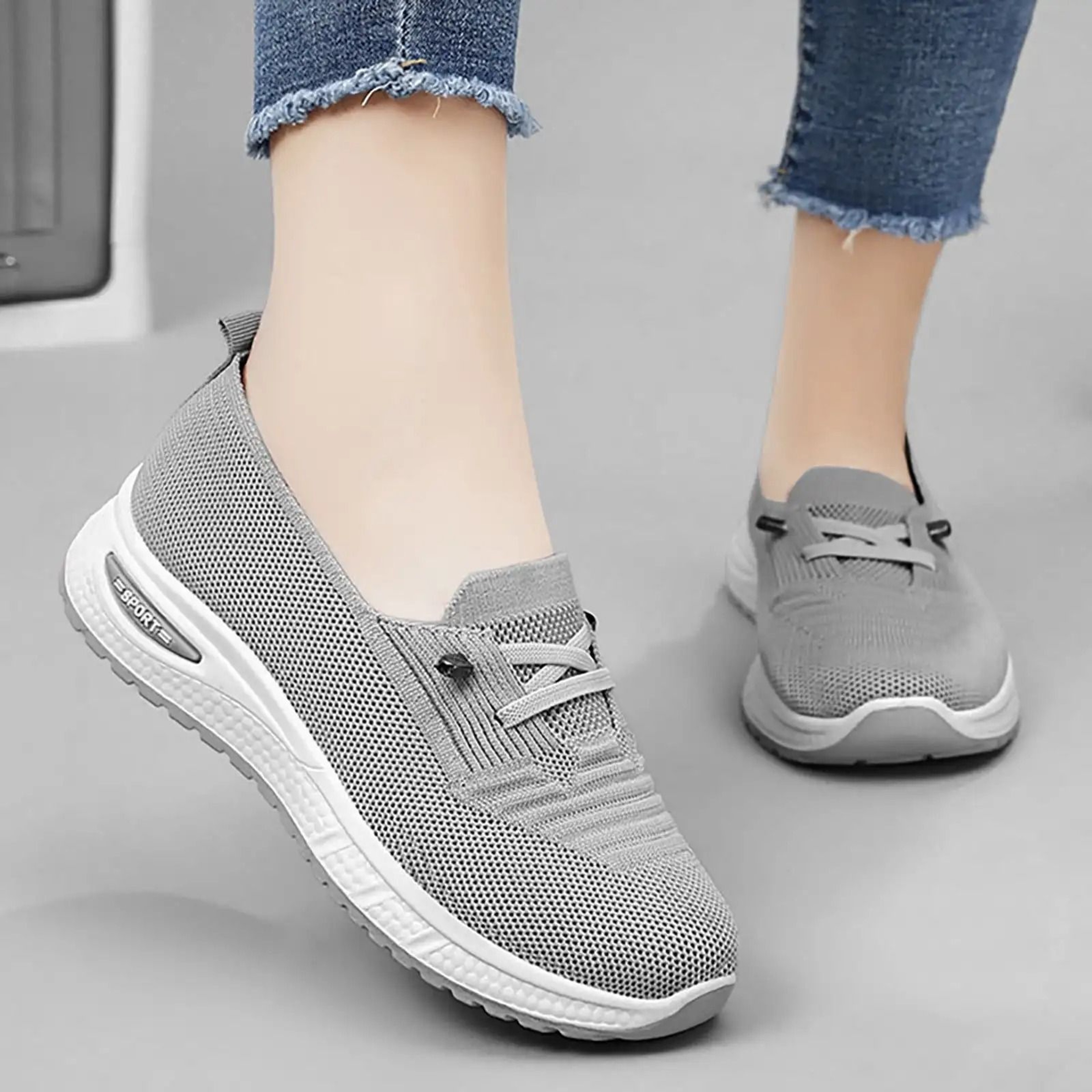 Womens Breathable Mesh Slip On Sneakers Orthopedic Platform Trainers 5