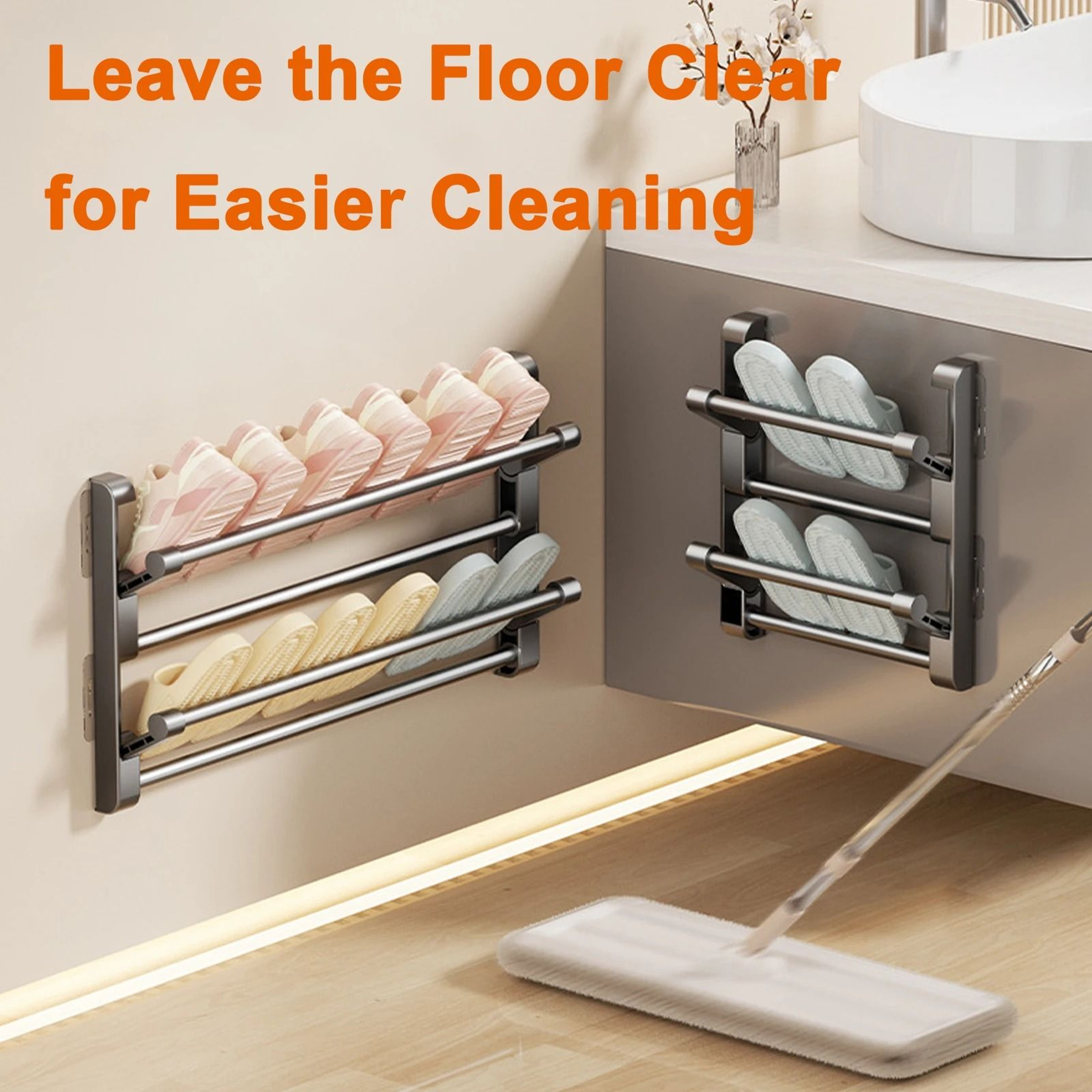 Wall Mounted Slipper Storage Rack Bathroom Shoe Hook Holder 3