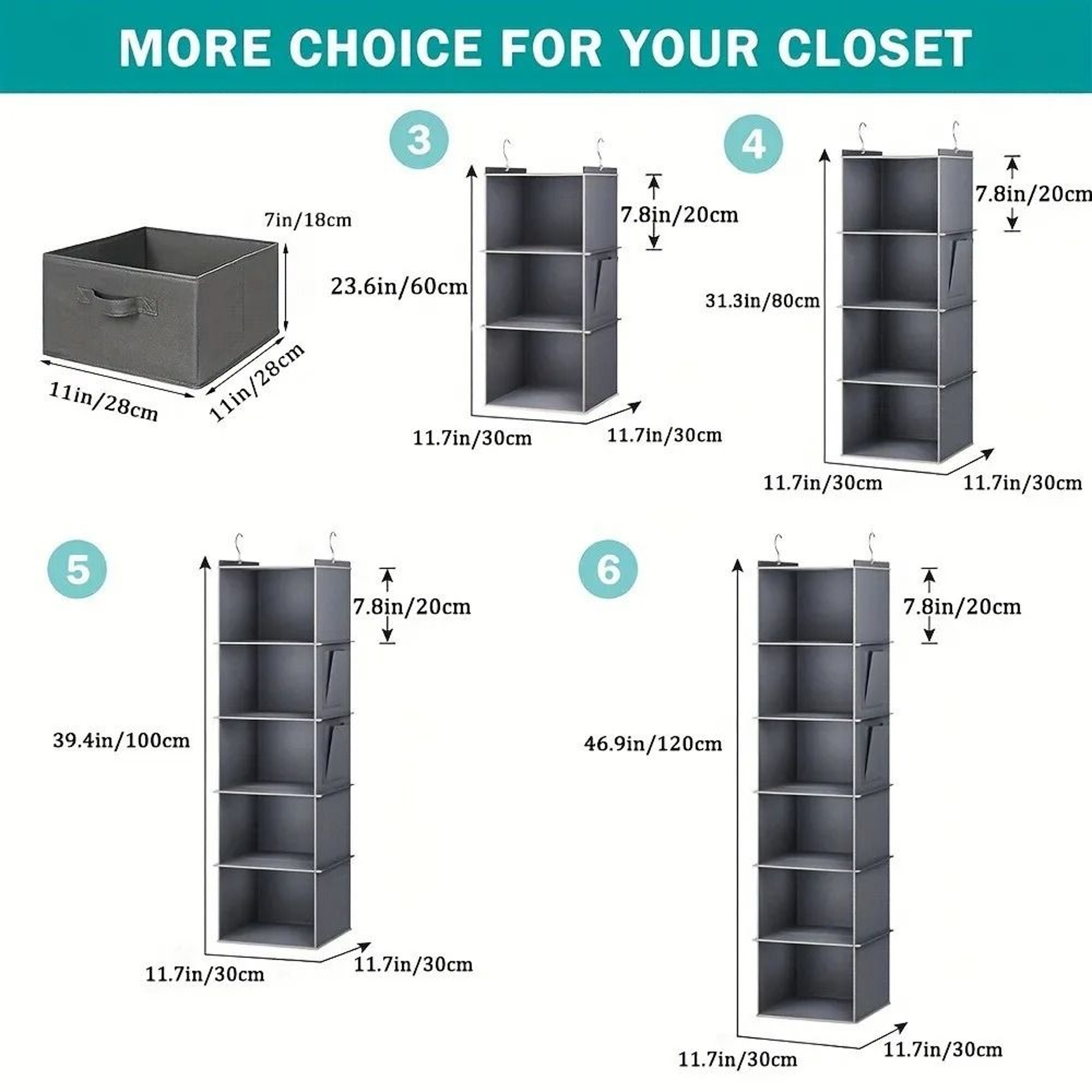 Foldable 6 Shelf Hanging Closet Organizer With Hooks 4
