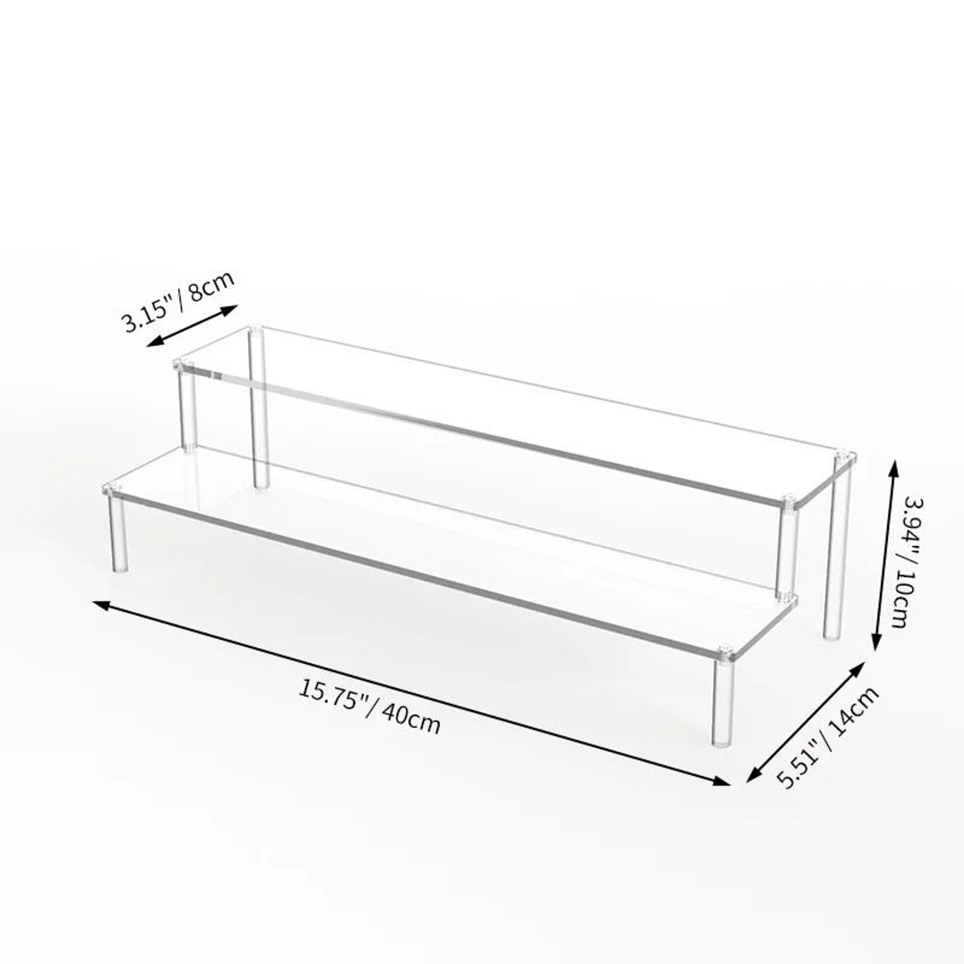 Multi Layer Acrylic Display Stand Transparent Trapezoid Shelf 10