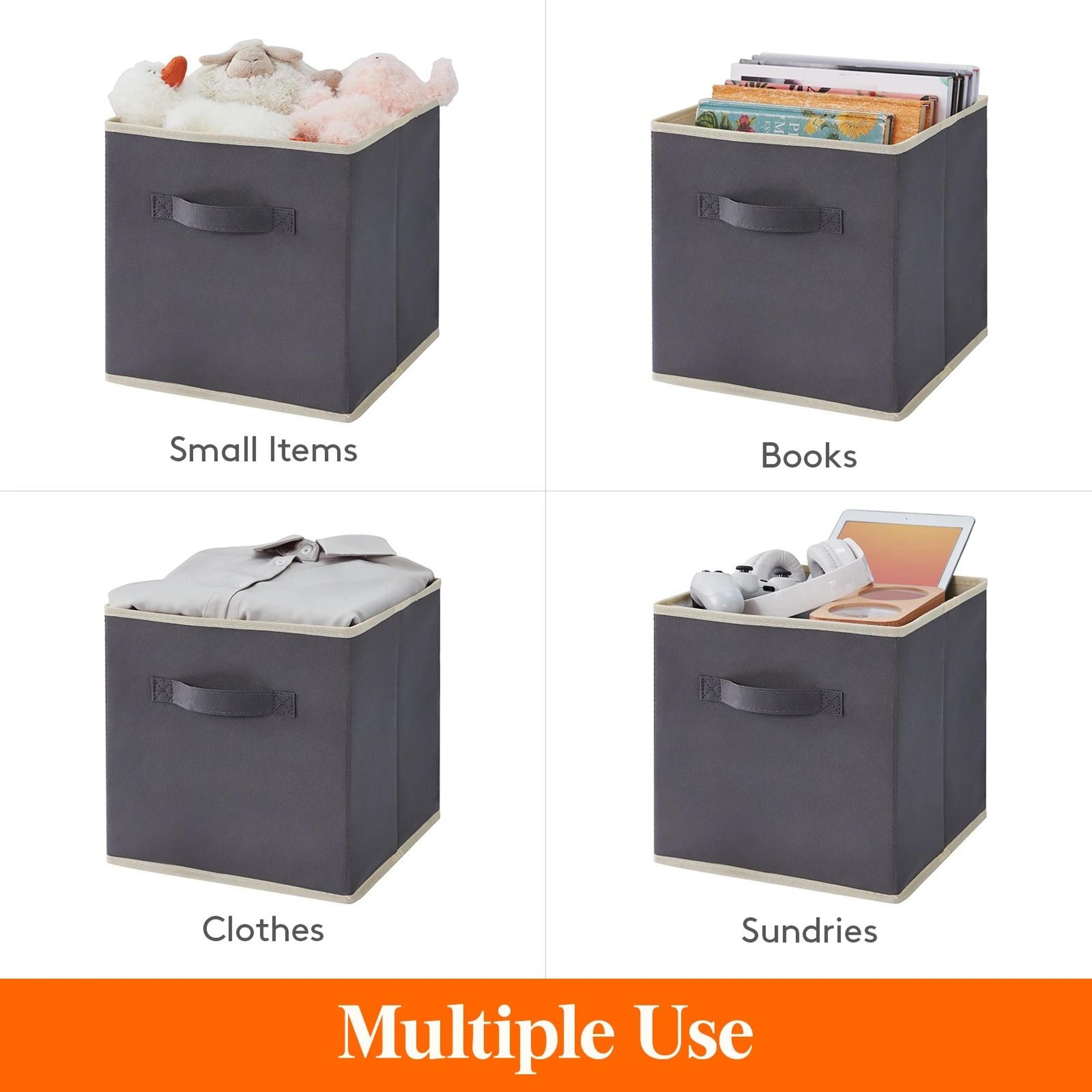 8 Pack Foldable Fabric Cube Storage Bins With Handles 5