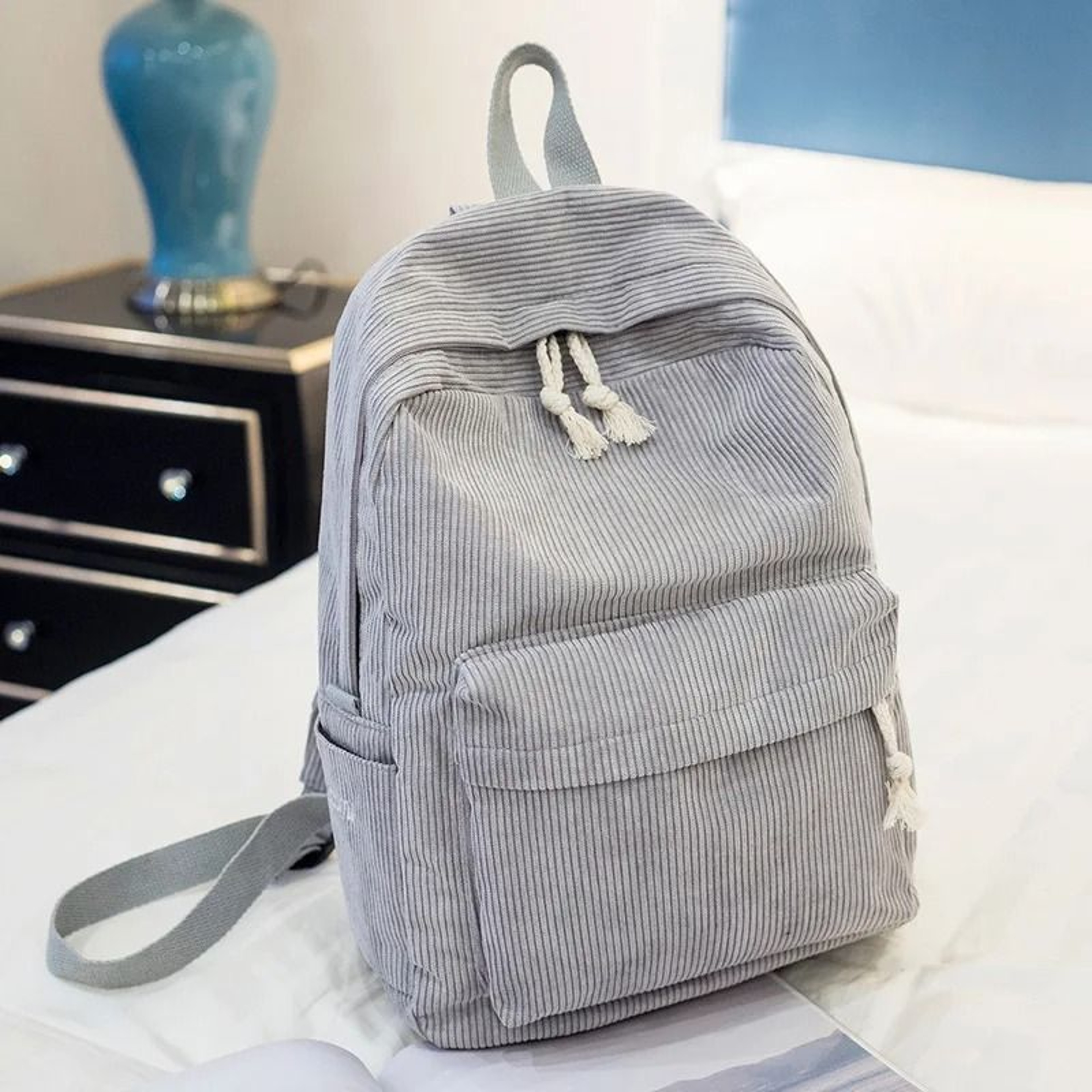 Corduroy School Backpack Anti Theft Casual Campus Bag For Teens 2
