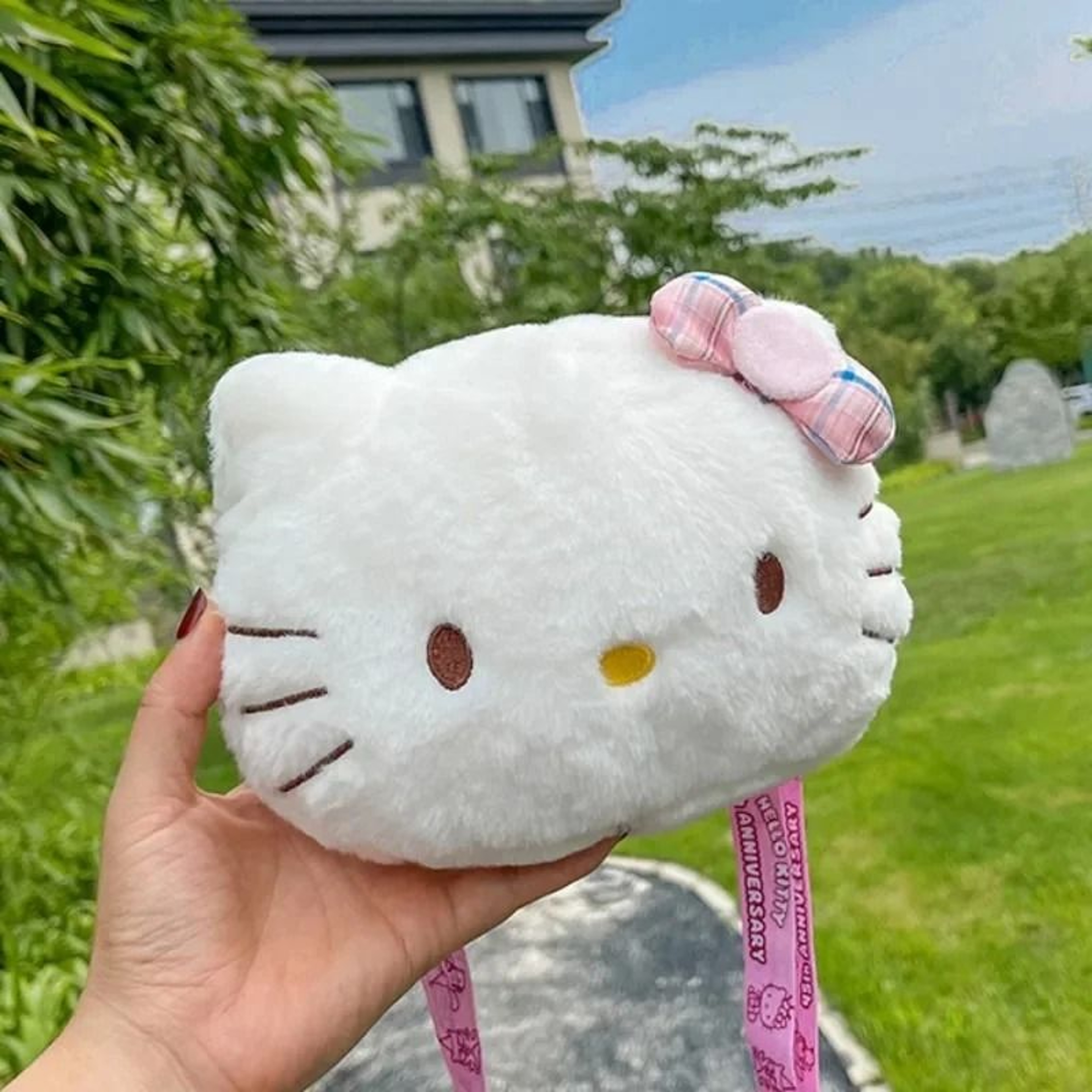 Hello Kitty Plush Crossbody Bag Kawaii Bow Shoulder Purse 0