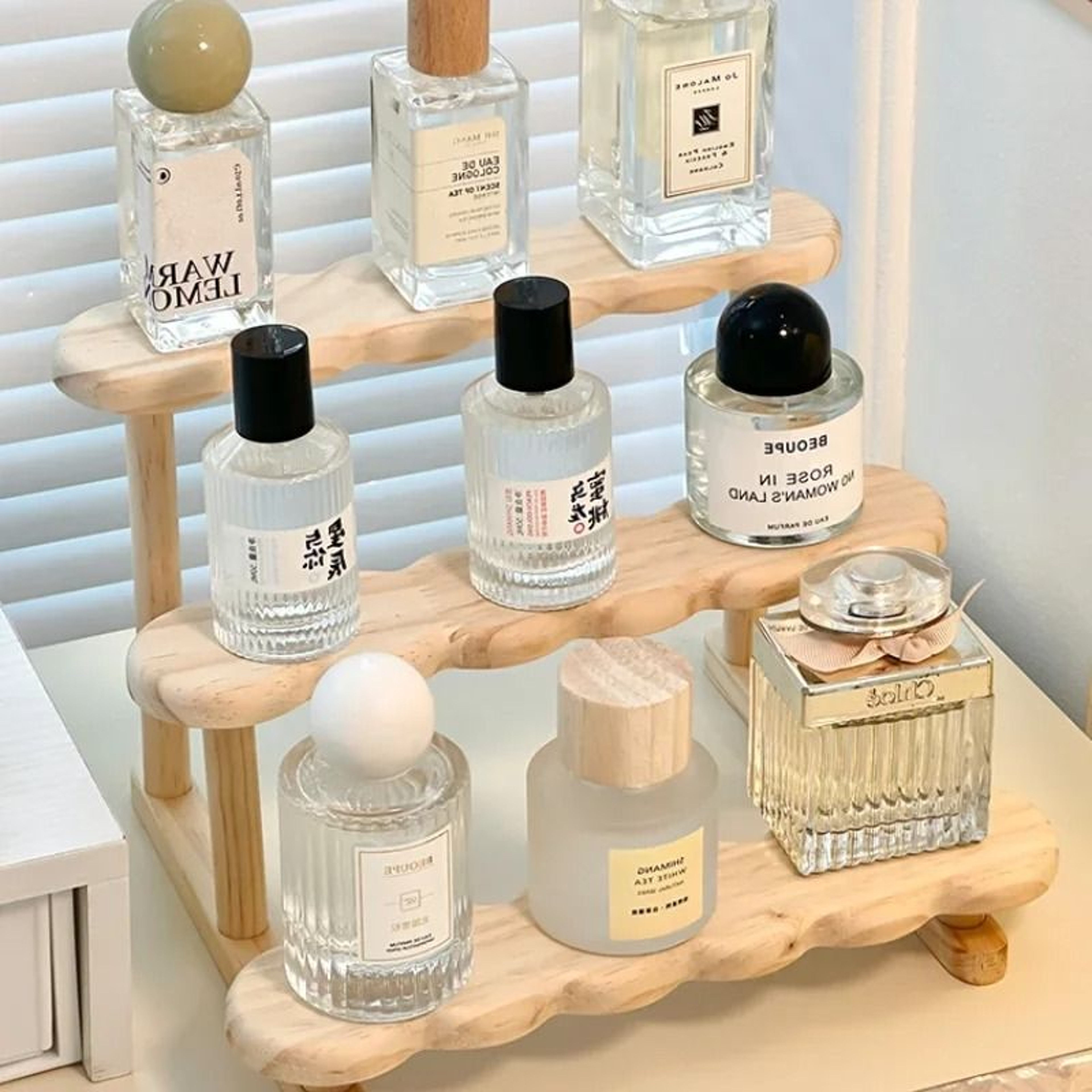 3 Tier Wooden Display Riser Stand Perfume And Collectible Shelf 11